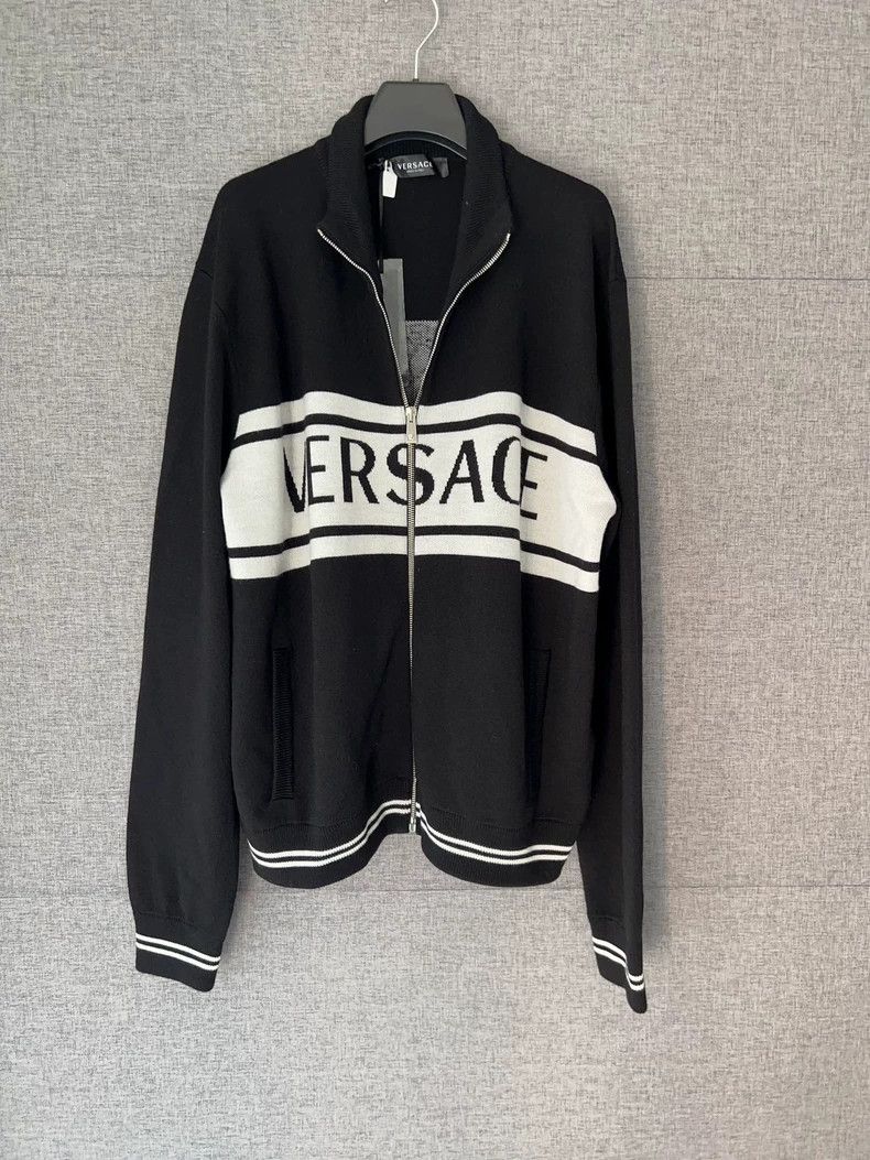 Versace Versace Black Wool Zip-Up Sweater - dmc Size US L / EU 52-54 / 3 - 1 Thumbnail