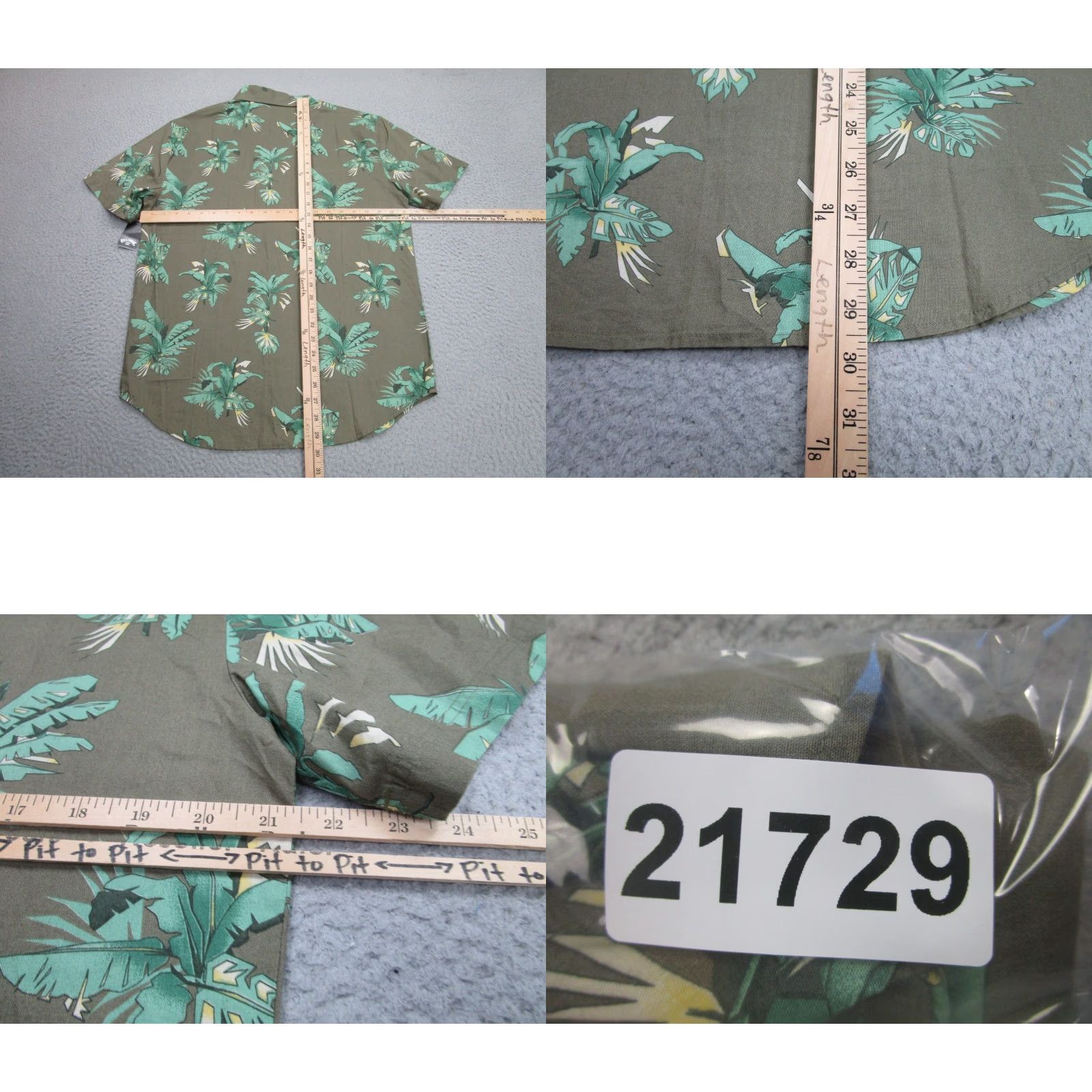 Billabong Billabong Shirt Mens Medium Green Hawaiian Aloha Button Front Cotton Size US M / EU 48-50 / 2 - 8 Thumbnail