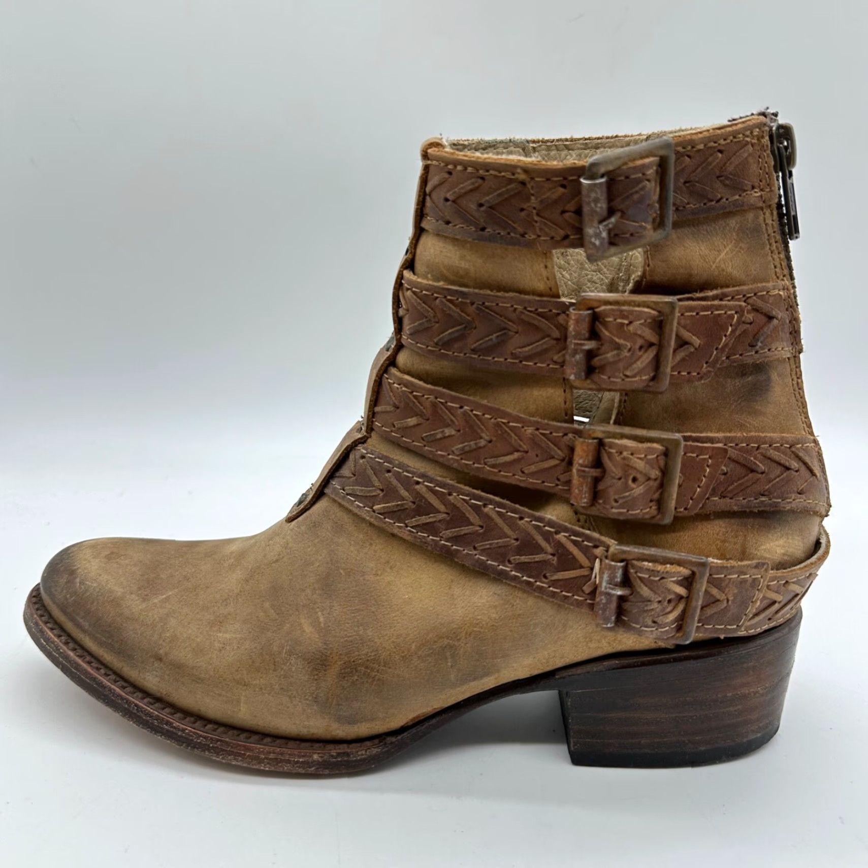 FREEBIRD Freebird Womens Boots Bootie 6 Brown Leather Buckles Straps Back Zip Vintage? Size US 6 / IT 36 - 6 Thumbnail