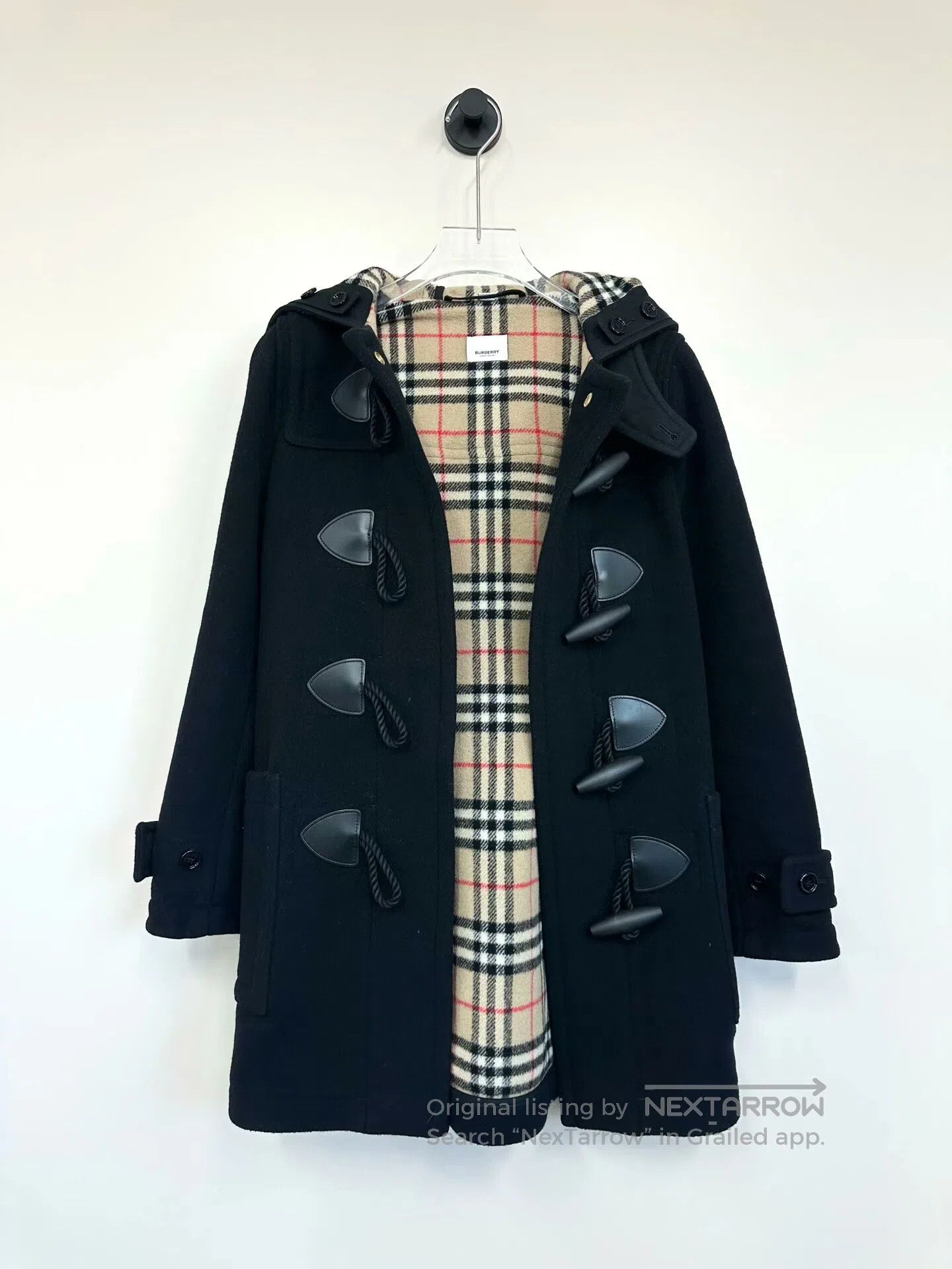 Burberry Burberry Black Lined Checkered Lambswool Horn-Button Overc Size M / US 6-8 / IT 42-44 - 1 Thumbnail