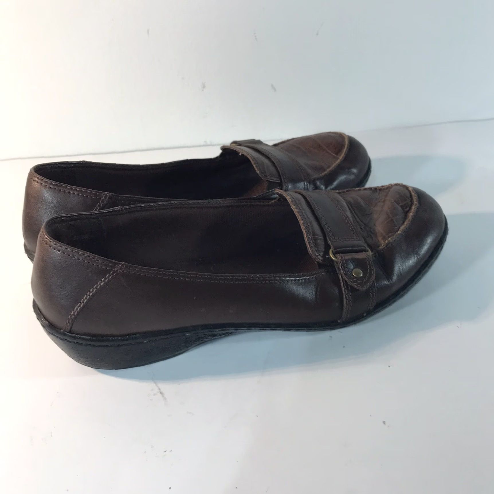 Clarks Clarks Brown Leather Wedge Loafers Womens Size 7.5 M Casual Comfort Classic Size US 7.5 / IT 37.5 - 2 Thumbnail