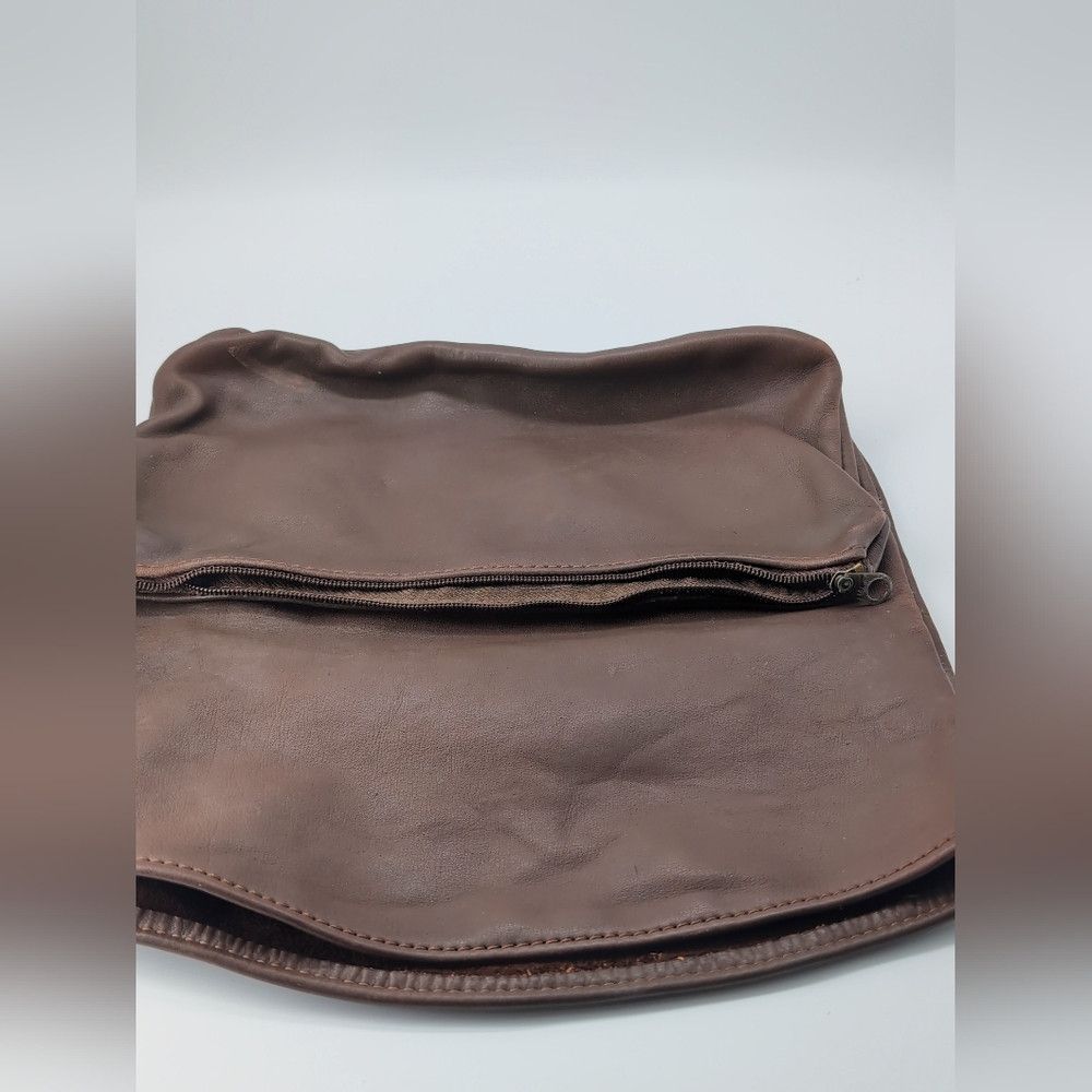Vintage Ladies Brown Leather Bag Fold Over Purse Size ONE SIZE - 4 Thumbnail