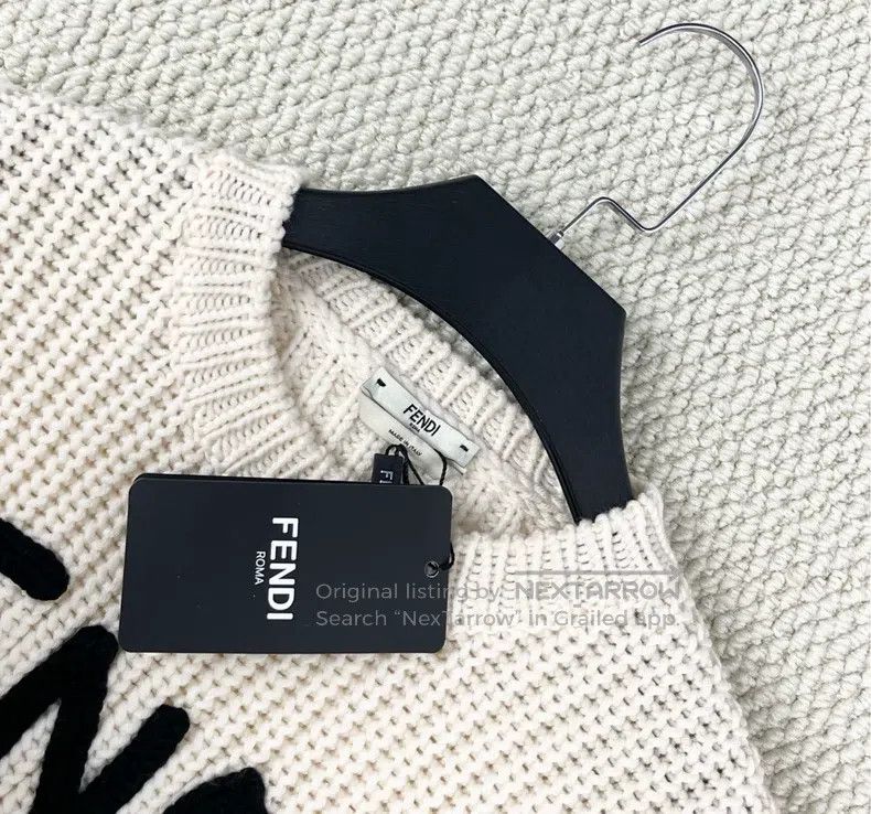 Fendi Fendi Beige Roma Flock Letter Knit Sweater Size XXS / US 00 / IT 34 - 3 Thumbnail