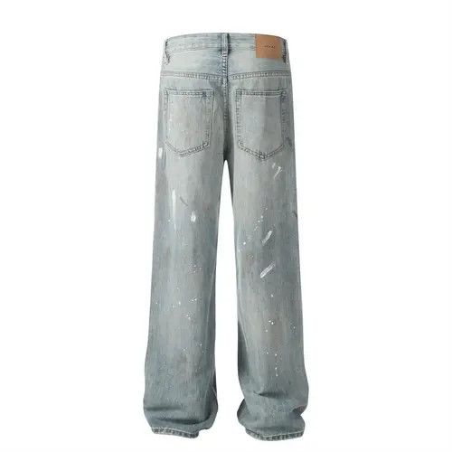 Japanese Brand × Jean Pants Punk loose washed wide-leg straight ink-splashed jeans Size US 34 / EU 50 - 3 Thumbnail