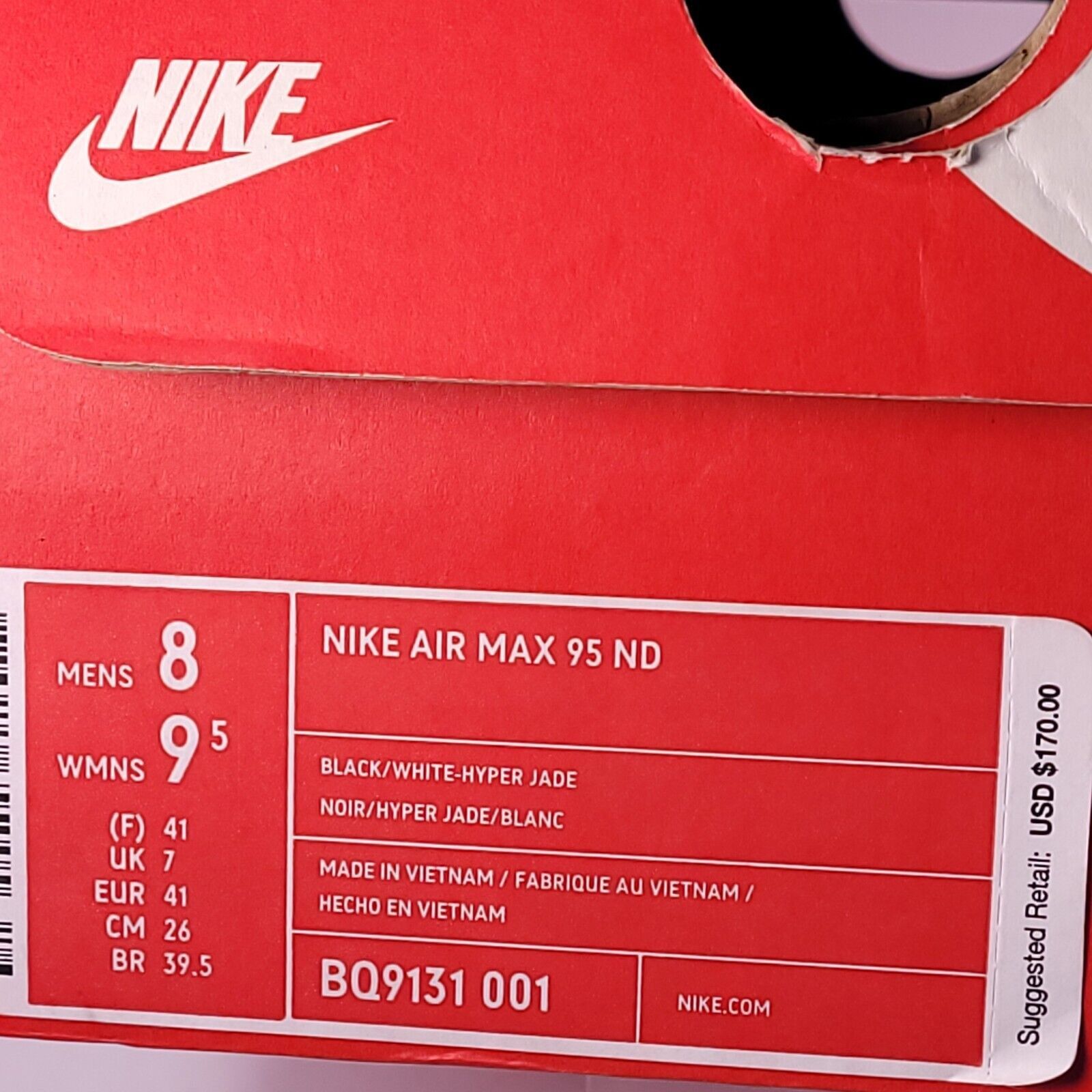 Nike Nike Air Max 95 ND Shoe Mens Size 8 BQ9131-001 Black Purple Size US 8 / EU 41 - 9 Thumbnail