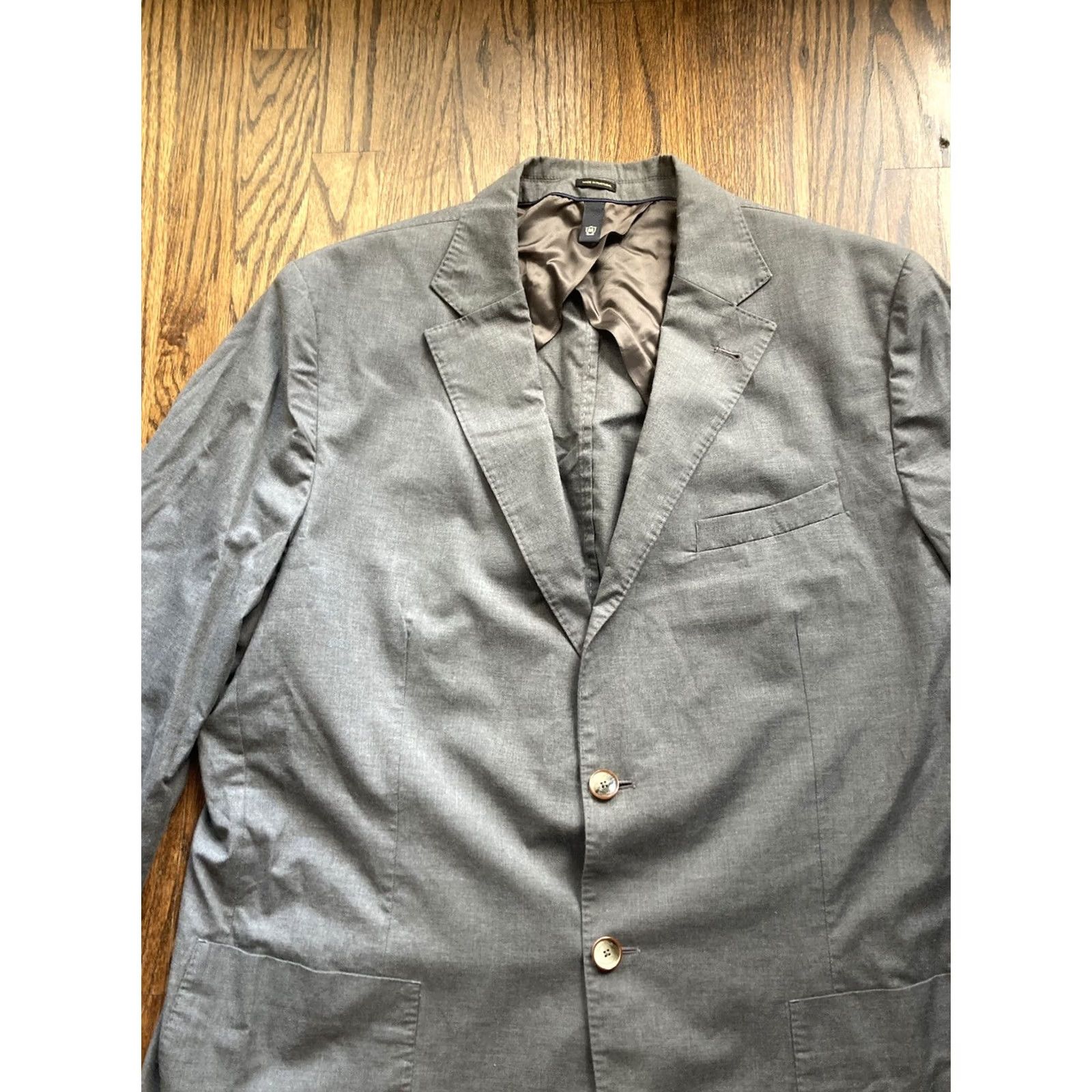 Massimo Dutti Massimo Dutti Blazer Mens Size 48 Gray Unstructured Cotton Lightweight Jacket Size 48R - 4 Thumbnail