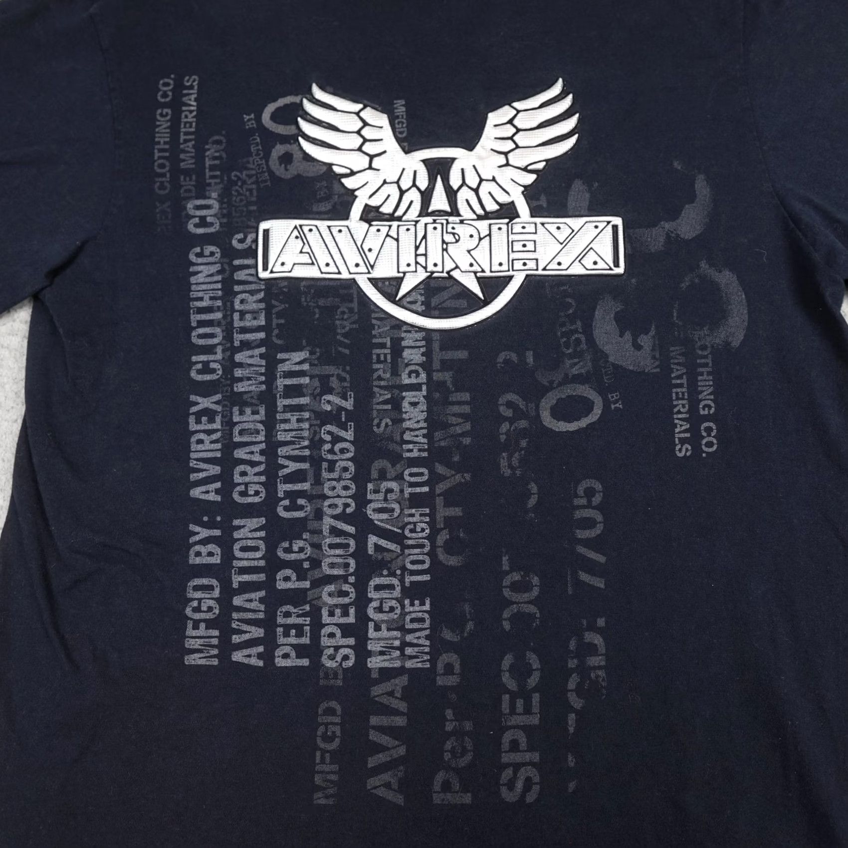 Avirex VINTAGE Avirex Shirt Mens XL Black Graphic Wings Logo Aviation Puff Print Y2K 90s Size US XL / EU 56 / 4 - 5 Thumbnail