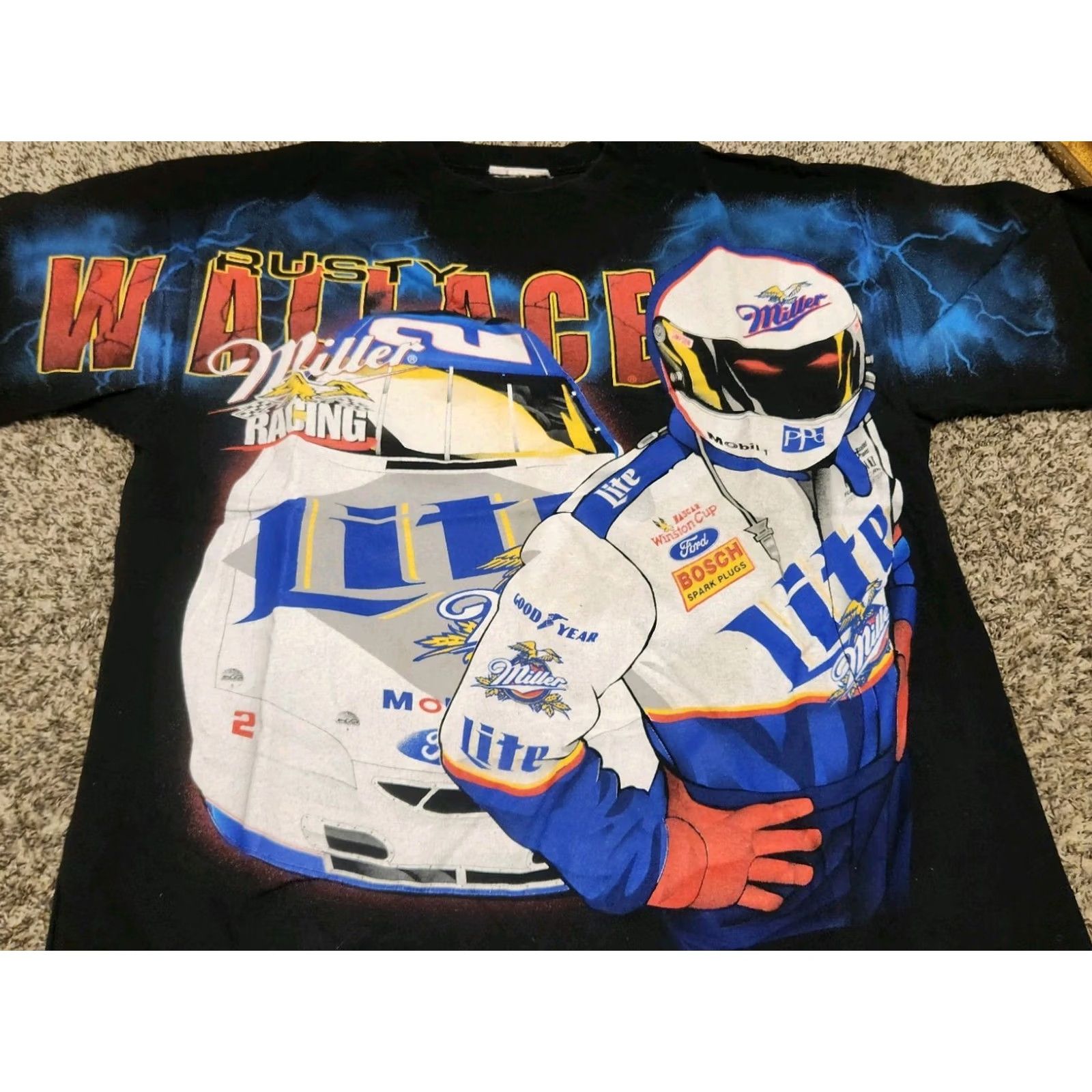 NASCAR VINTAGE 90’s Nascar Mark Martin Tee XL Cotton Black Logo Crew Neck Men T-Shirt 90s Music Size US XL / EU 56 / 4 - 2 Thumbnail
