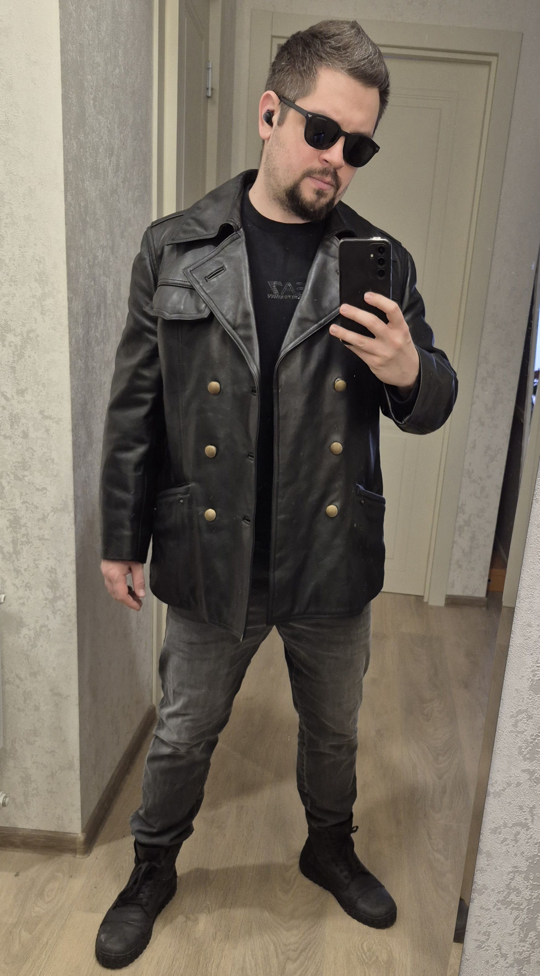 Vintage Hackel & Co Rare vintage police military men leather jacket Size US L / EU 52-54 / 3 - 9 Thumbnail