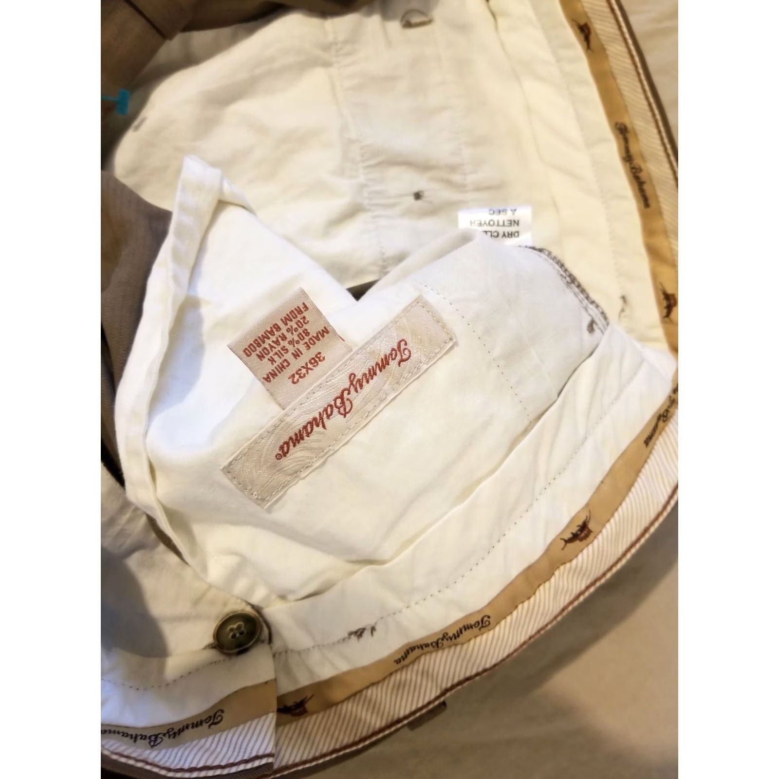 Tommy Bahama Mens Tommy Bahama Dress Pants 36x32 Khaki Slack Trouser Beige Size US 36 / EU 52 - 7 Thumbnail