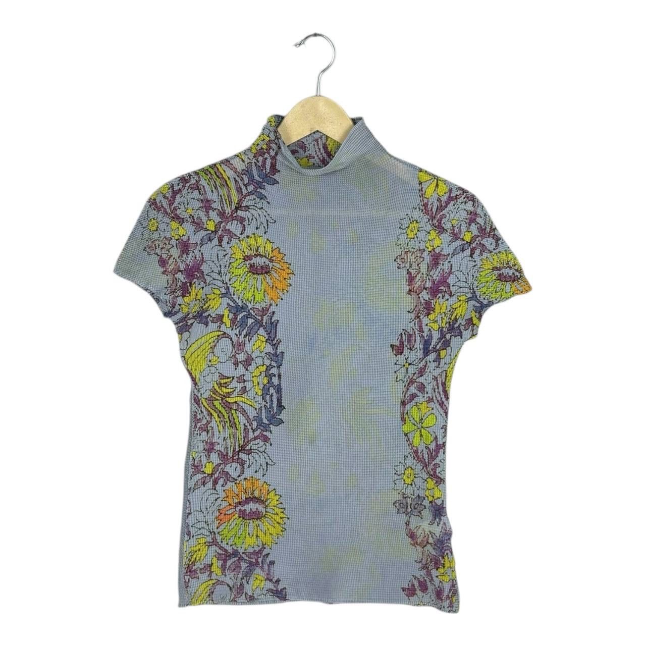 Issey Miyake me ISSEY MIYAKE Micro Pleated Floral Top Signature Japanese Size S / US 4 / IT 40 - 1 Thumbnail