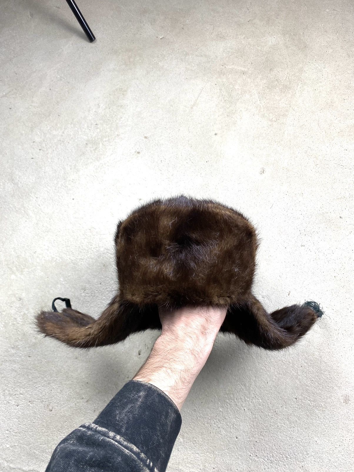 Vintage Vintage Soviet Era Black Fur Ushanka Trapper Hat Winter Cap Size ONE SIZE - 11 Thumbnail