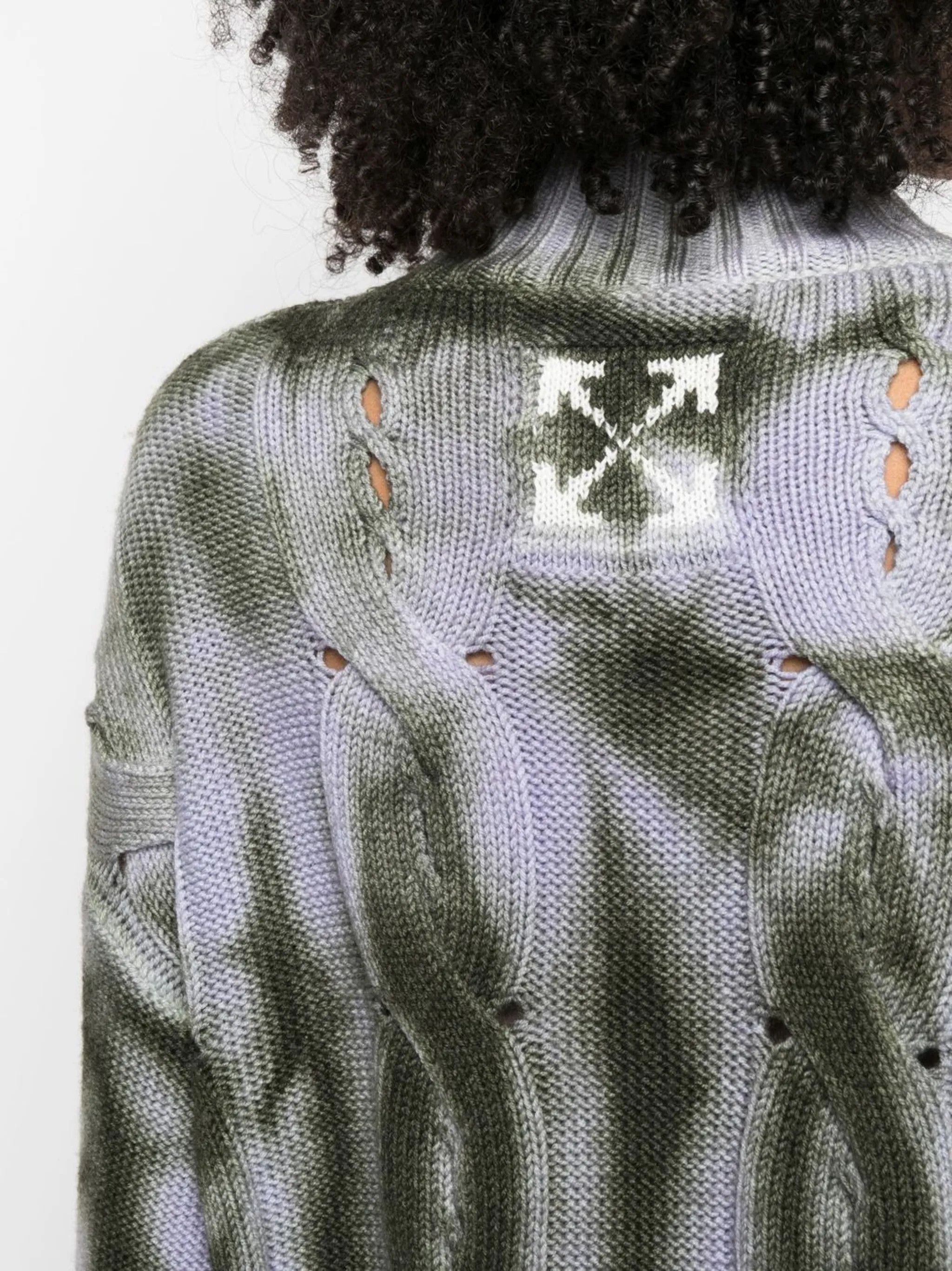 Off-White o1gr1nt0125 Tie Dye Turtleneck Sweater in Military Size M / US 6-8 / IT 42-44 - 5 Thumbnail