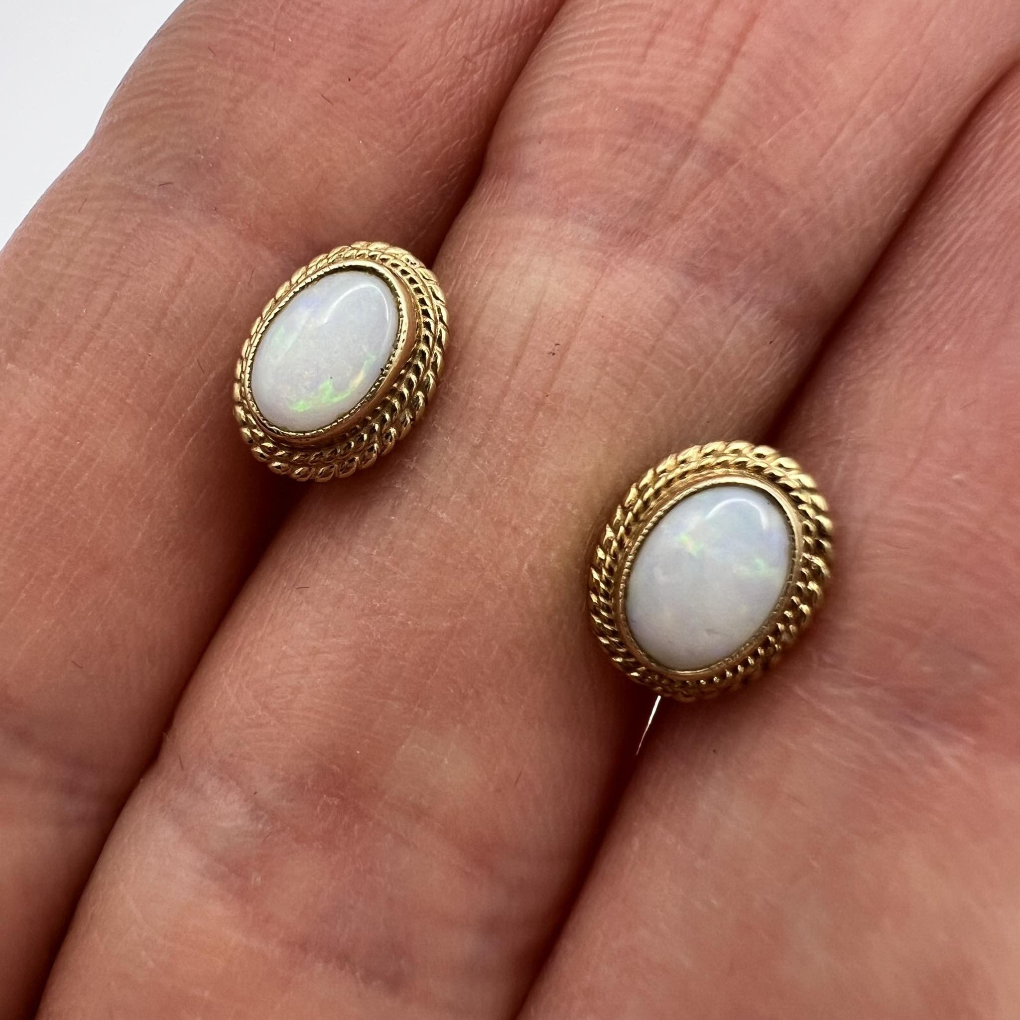 Jewelry 1971 Vintage Earrings Gold 375 9K Opal Stone Signed England Size ONE SIZE - 1 Thumbnail