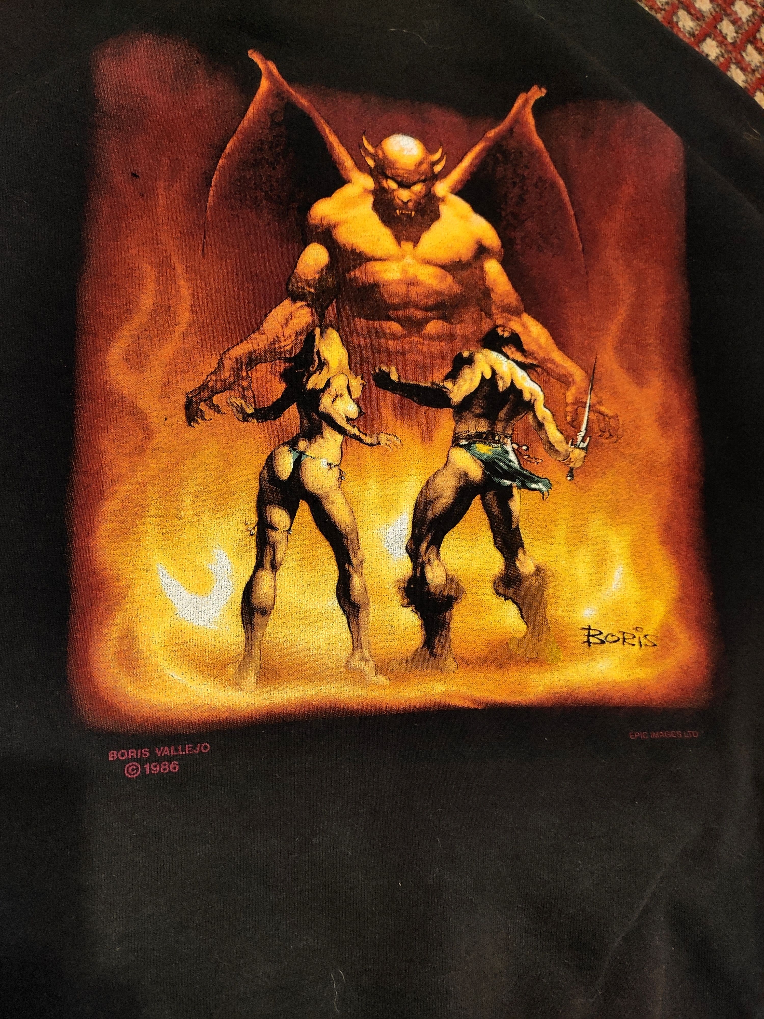 Band Tees × Vintage Boris Vallejo vintage 1986 crewneck sweatshirt print black Size US M / EU 48-50 / 2 - 2 Thumbnail