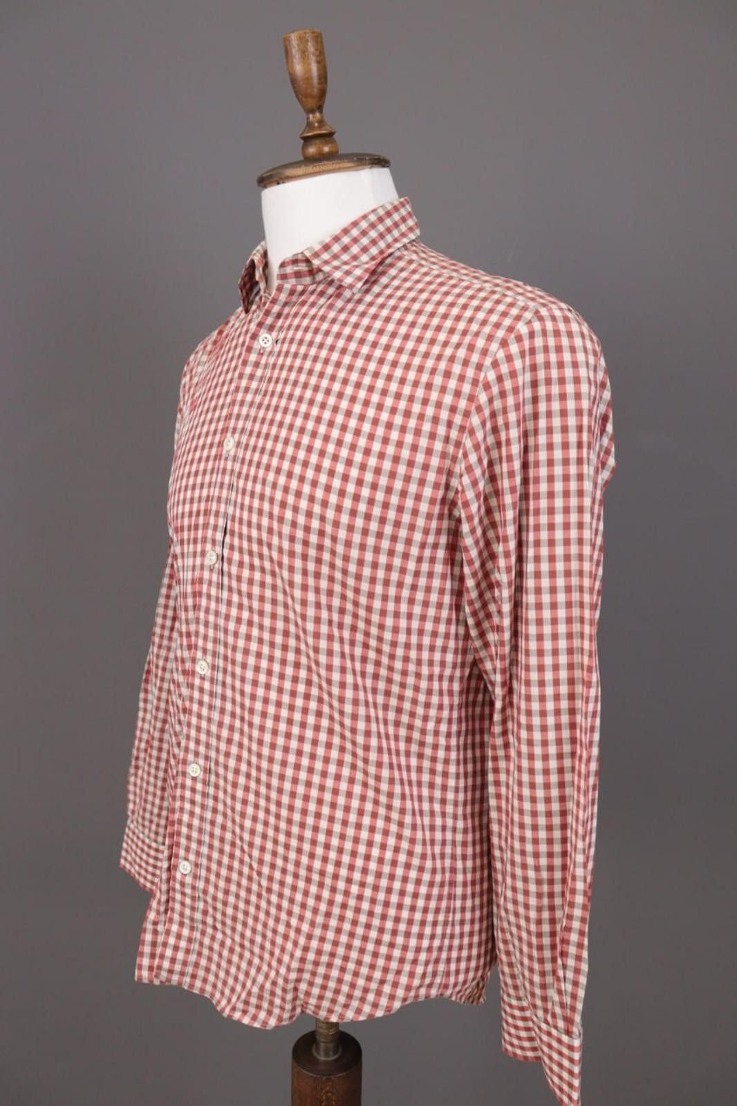 Gieves & Hawkes Red Check Dress Shirt Size M