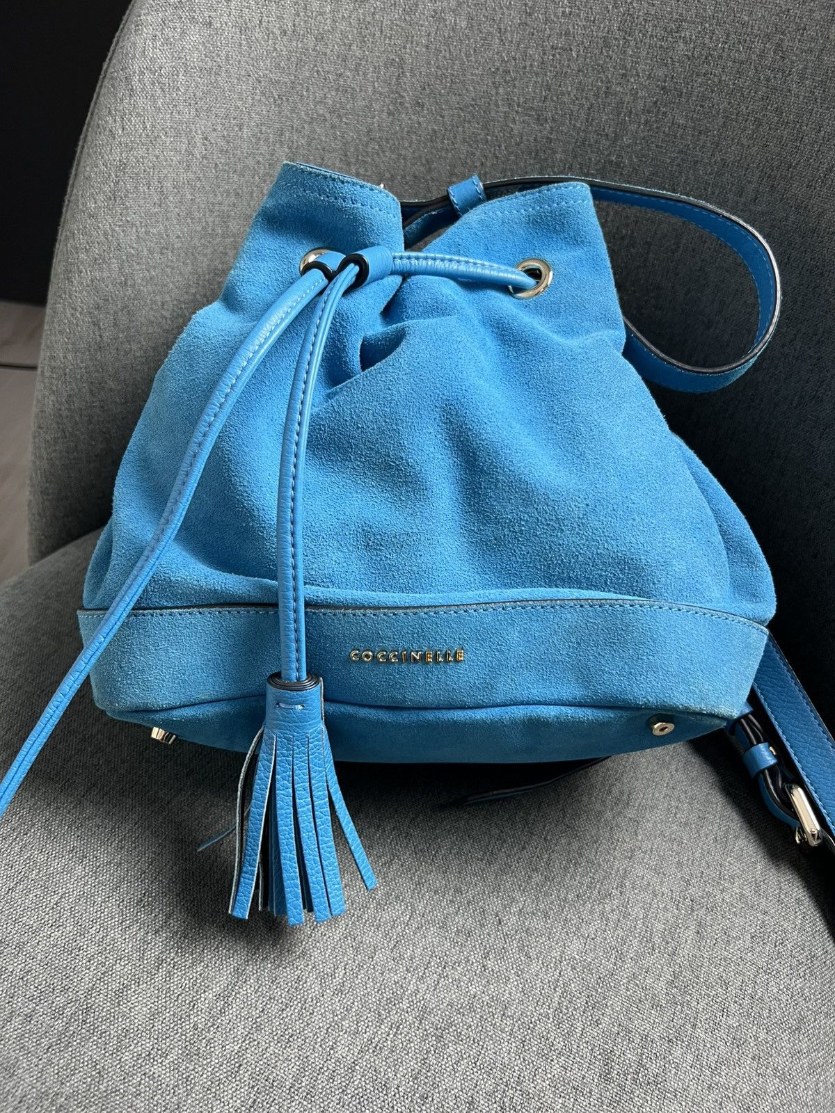Vintage Luxury Coccinelle Blue Suede bag Size ONE SIZE - 8 Thumbnail
