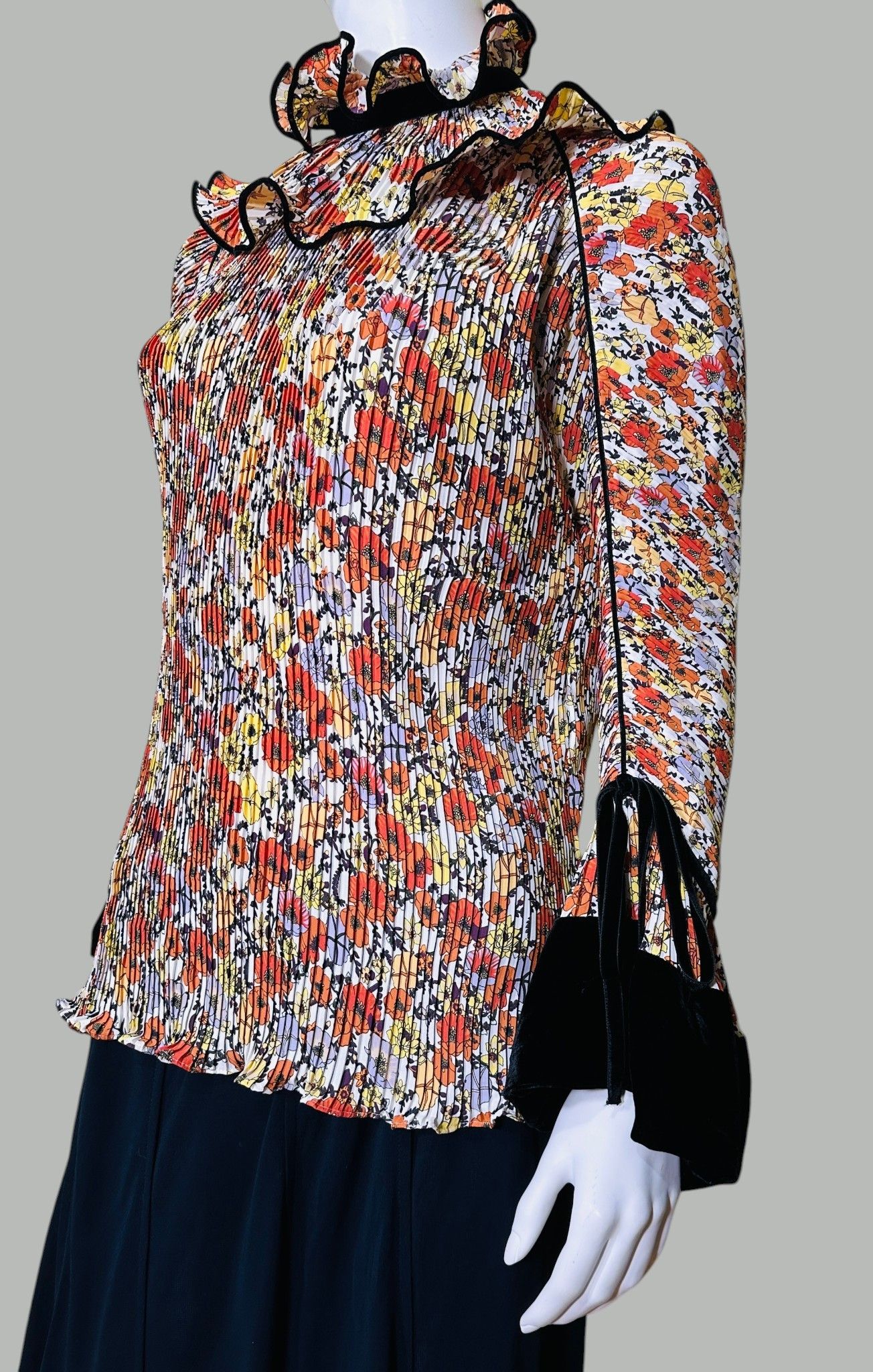 Tory Burch Floral Print Mock Neck Blouse Size XS / US 0-2 / IT 36-38 - 3 Thumbnail