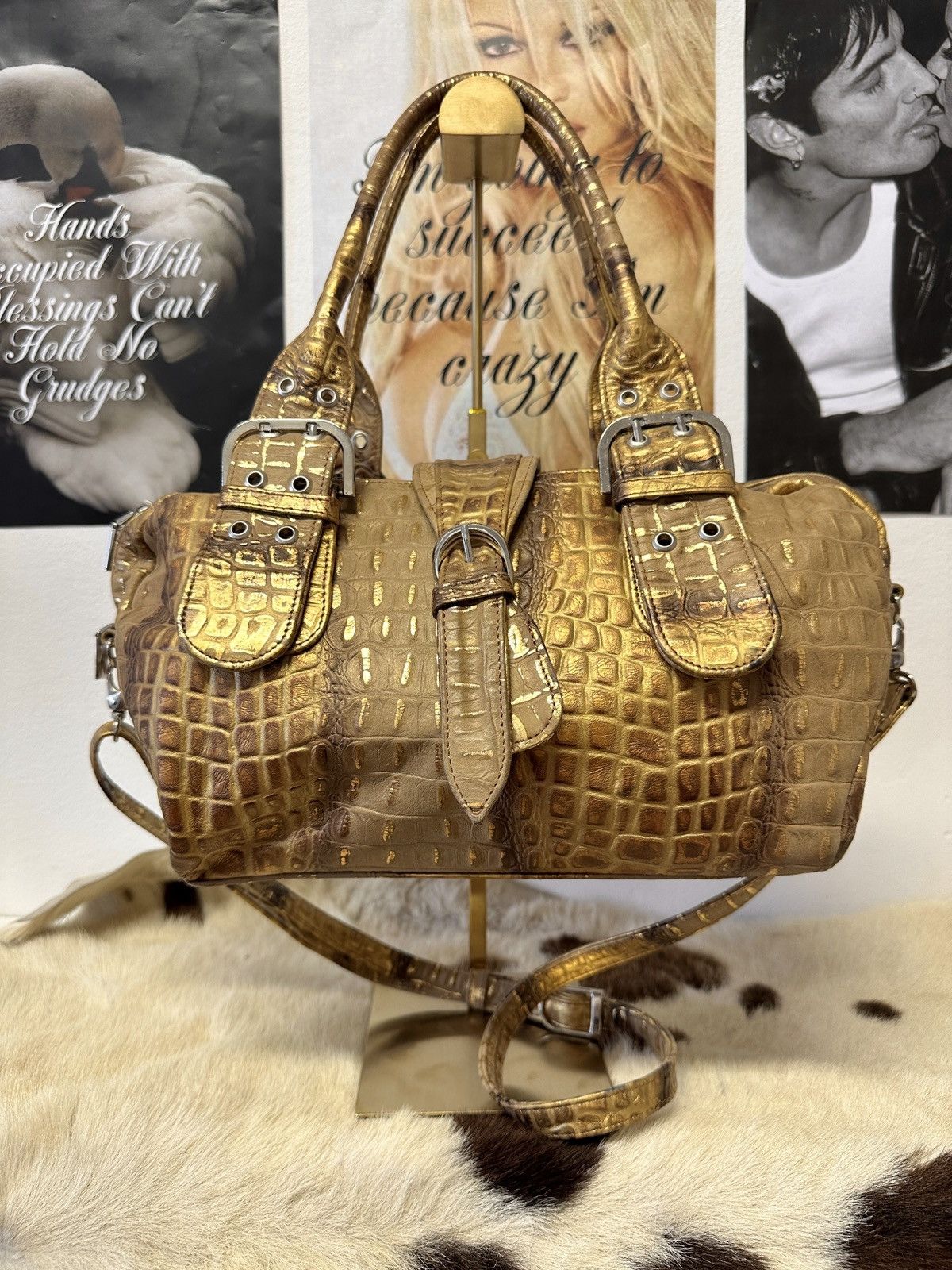 Vintage Vintage leather gold set shoulder bag and heels Size ONE SIZE - 5 Thumbnail