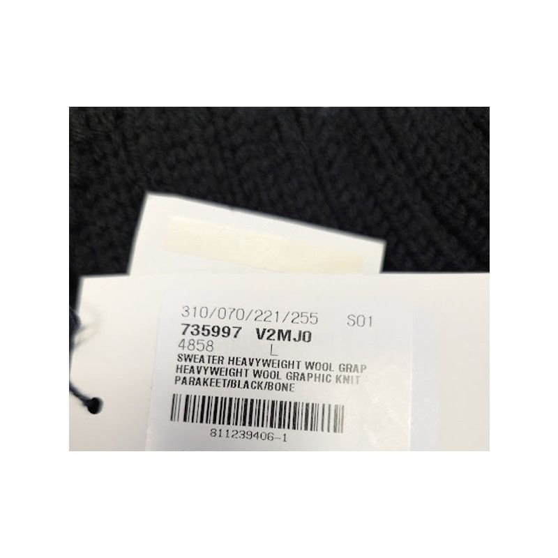 Bottega Veneta o1rshd1 Heavyweight Wool Graphic Knit Sweater Parakeet/Black Size US L / EU 52-54 / 3 - 22 Thumbnail
