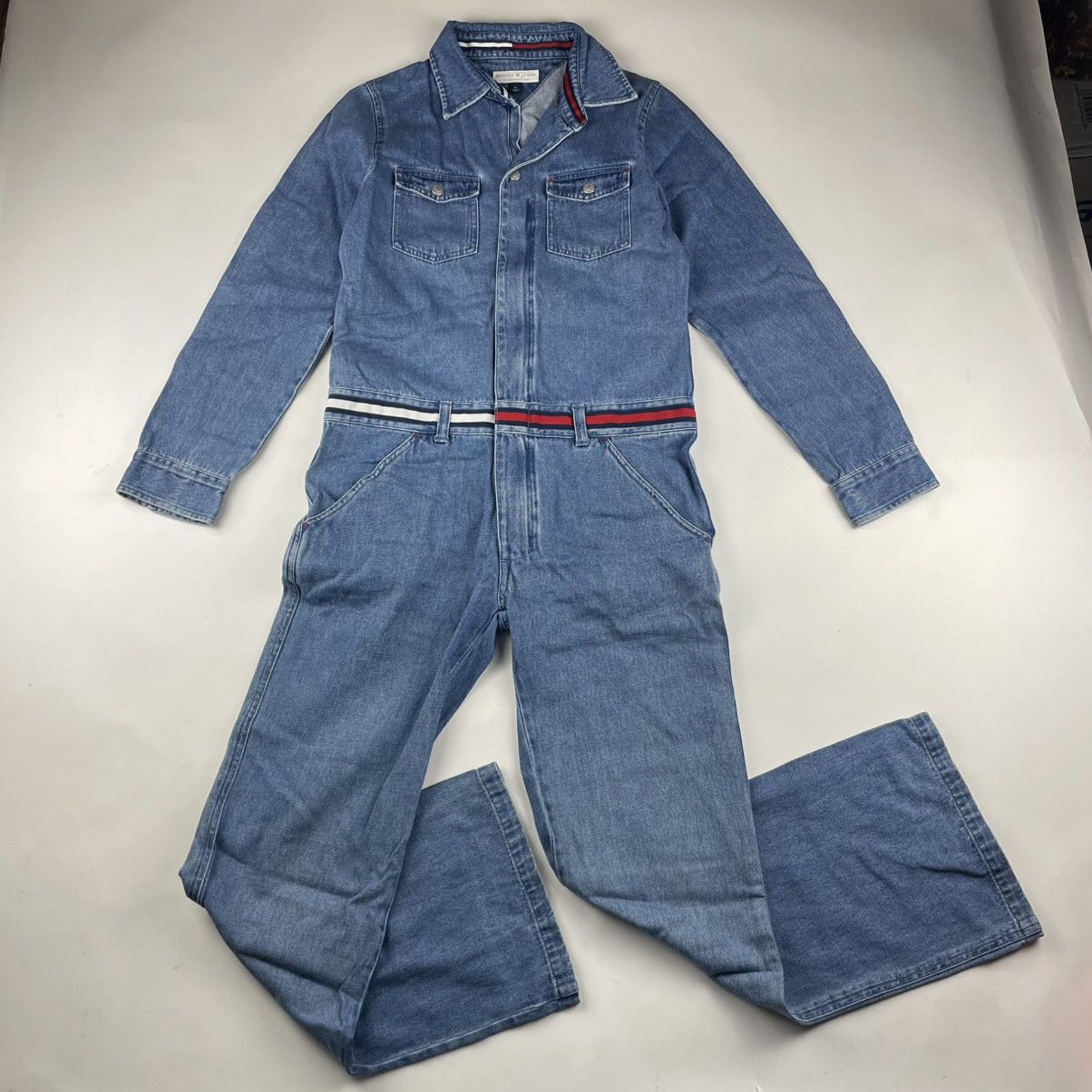 VTG Y2K TOMMY JEANS Hilfiger M Denim Jumpsuit Coverall slim