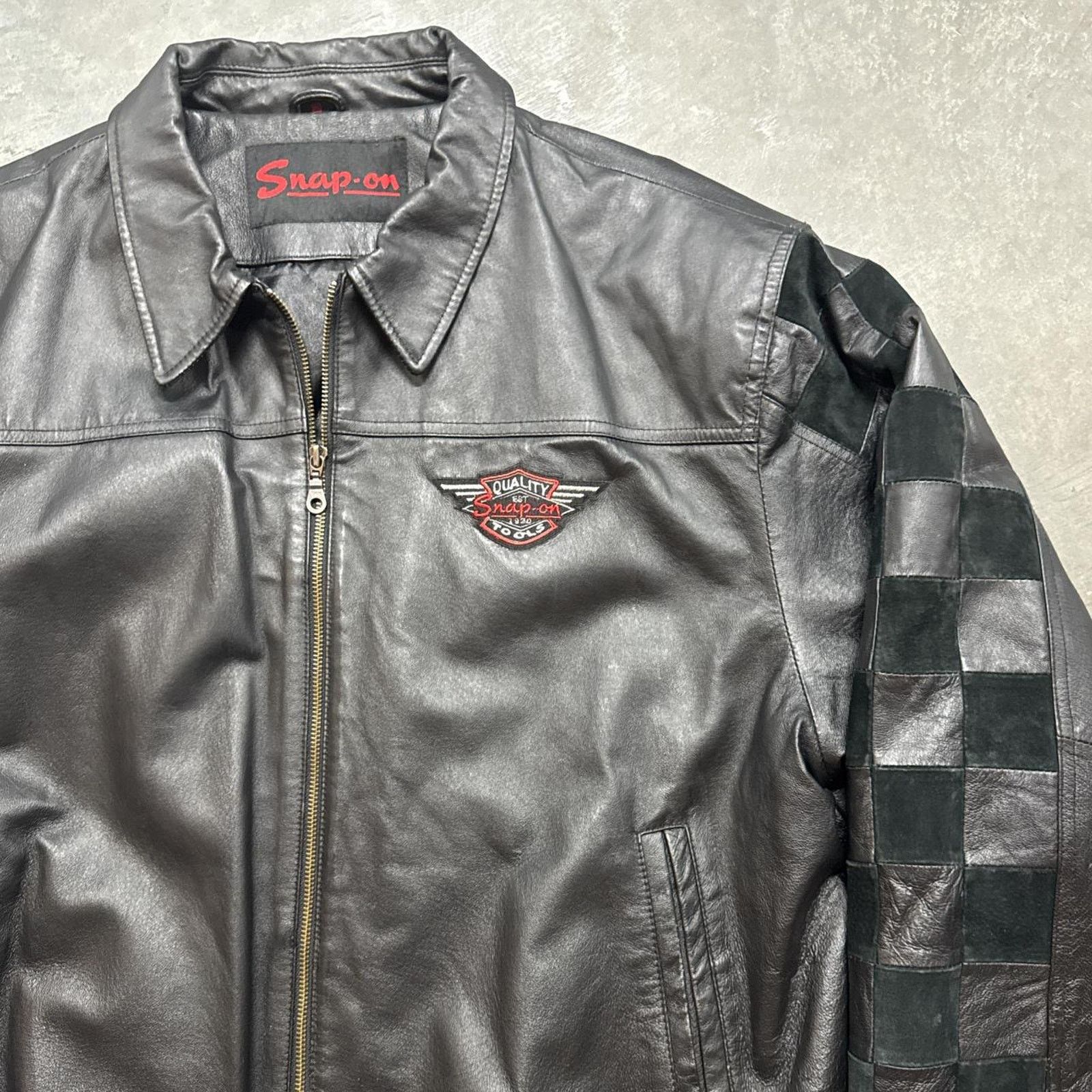 Vintage Vintage 90s Snap On Tools Racing Leather Jacket Size US XL / EU 56 / 4 - 4 Thumbnail