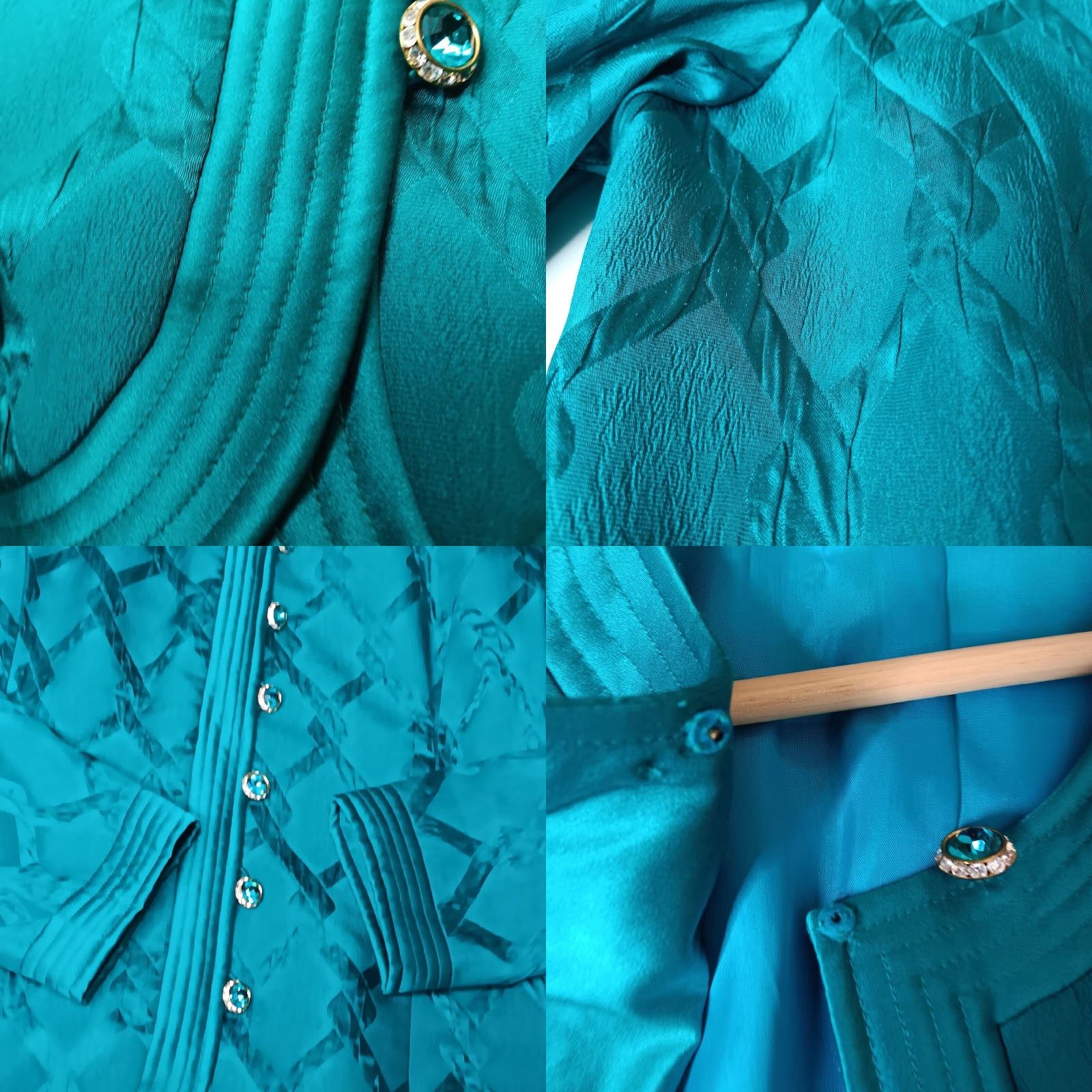 Vintage VINTAGE Anne Crimmins Umi Collections Skirt Suit Teal Silk 2 Piece Set Jacket, Skirt Womens Size 34" / US 12 / IT 48 - 10 Thumbnail