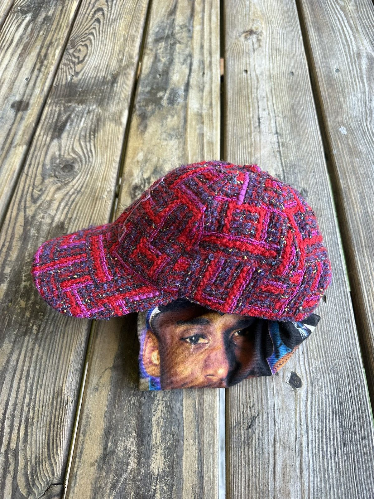 Yves Saint Laurent SAINT LAURENT Red &Purple Tweed Hat💜🩷 Size ONE SIZE - 3 Thumbnail
