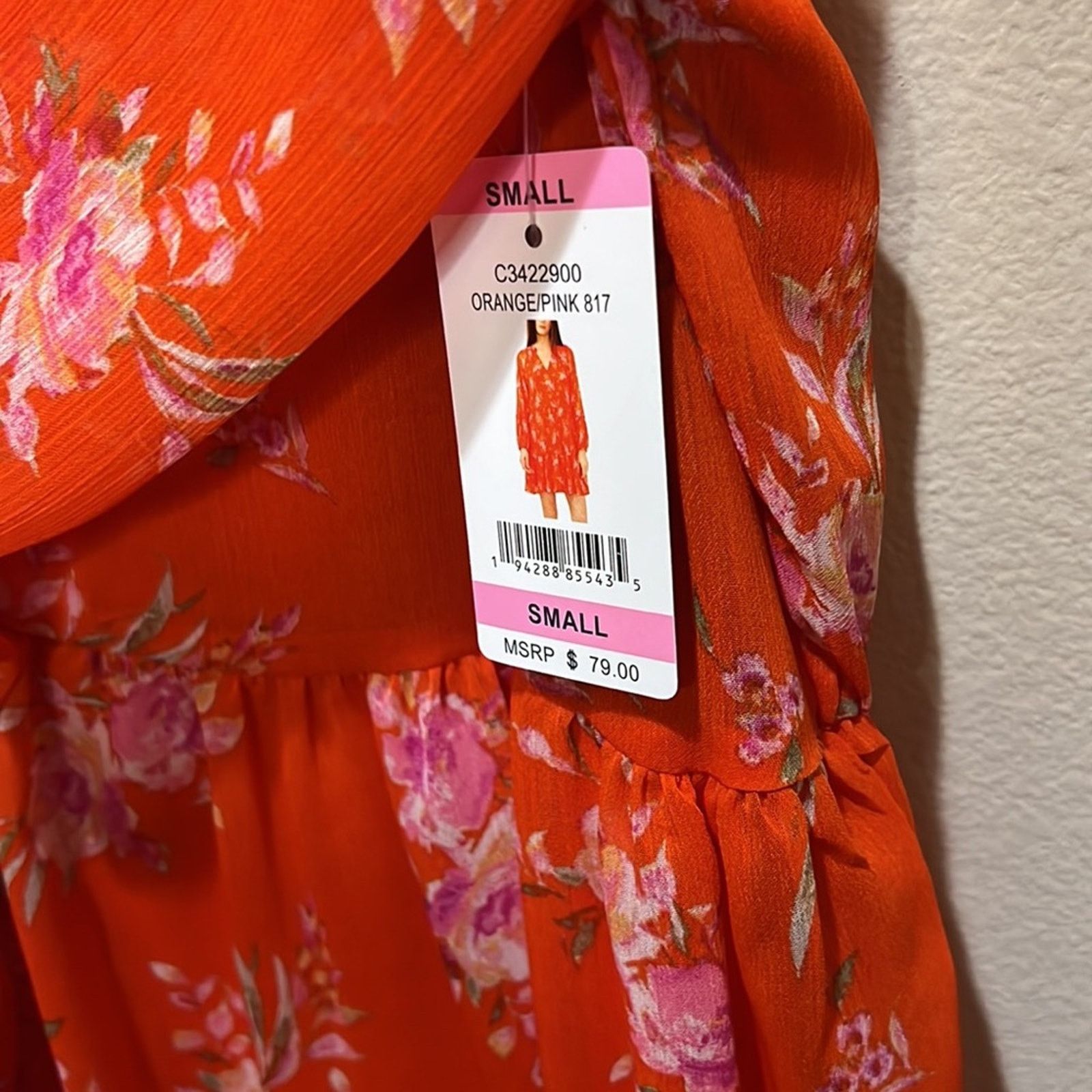 Vince Camuto Vince Camuto Orange/Pink Floral Boho Tunic Dress Size S Size S / US 4 / IT 40 - 7 Thumbnail