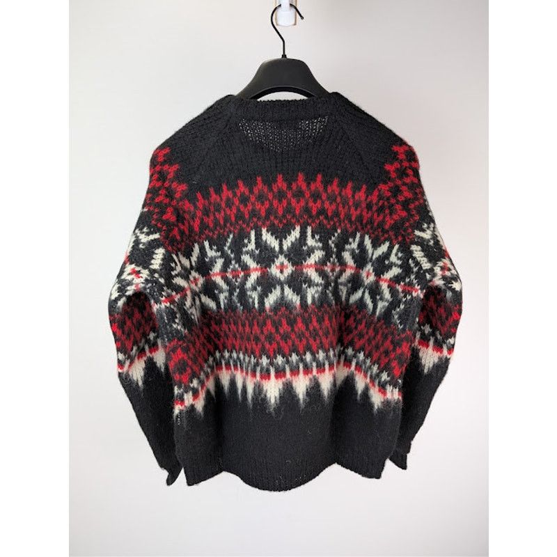 Celine o1rshd1 Boxy Crew Neck Sweater in Snowflake Jacquard Wool Size US S / EU 44-46 / 1 - 10 Thumbnail
