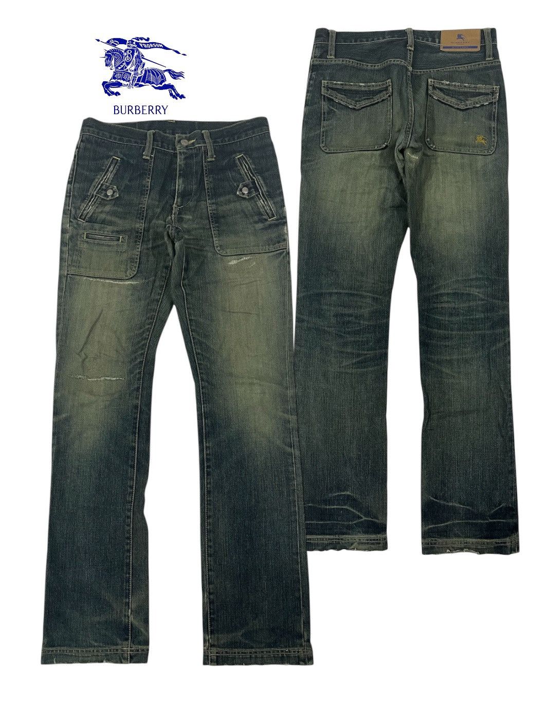 Burberry × Japanese Brand × Vintage Burberry Blue Label Distress Bush/klaus Jeans Size S Size US 31 - 1 Thumbnail