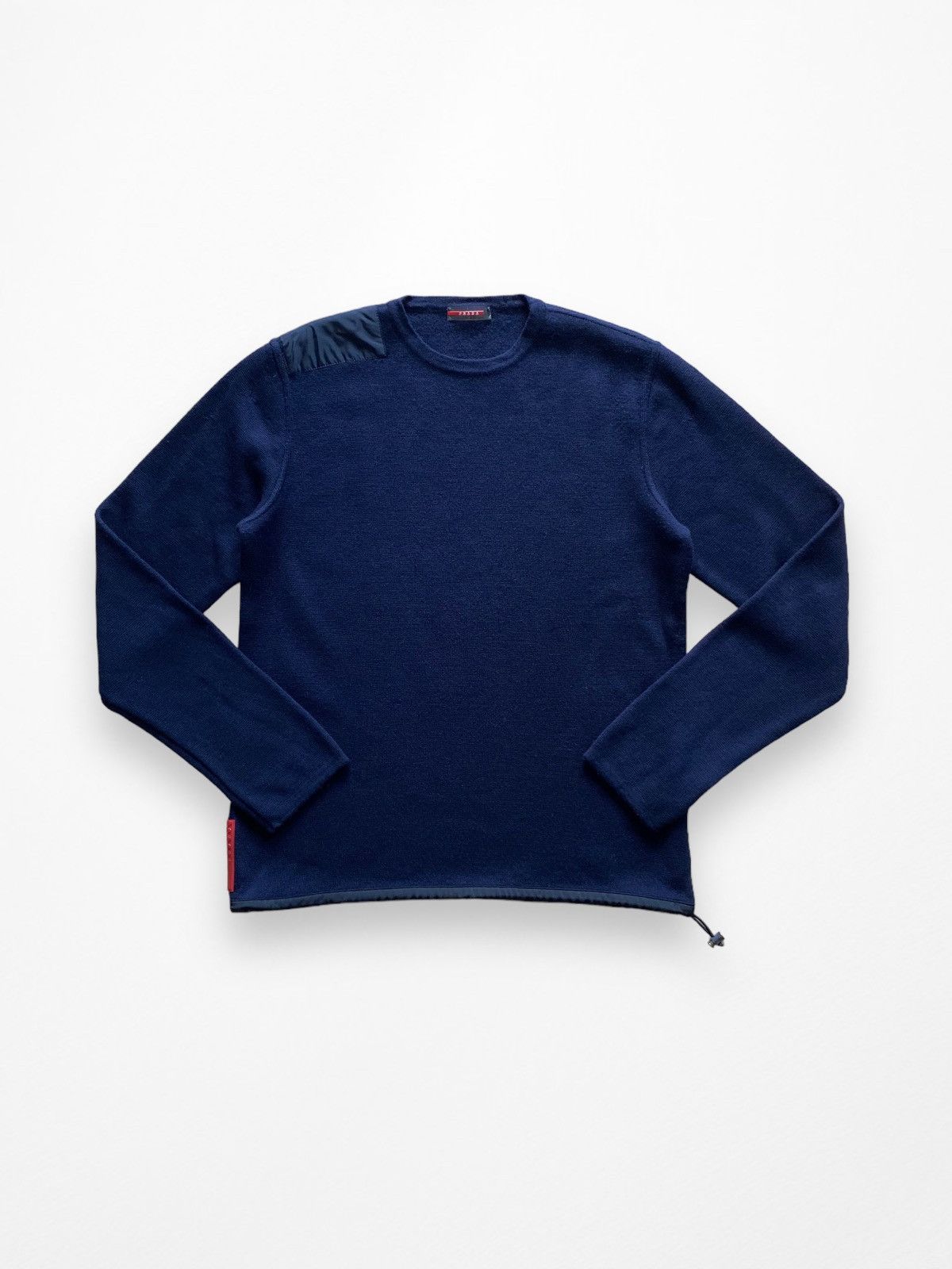 image of Prada Milano Vintage Wool & Nylon Red Tag Knitt Sweater in Navy, Men's (Size Medium)