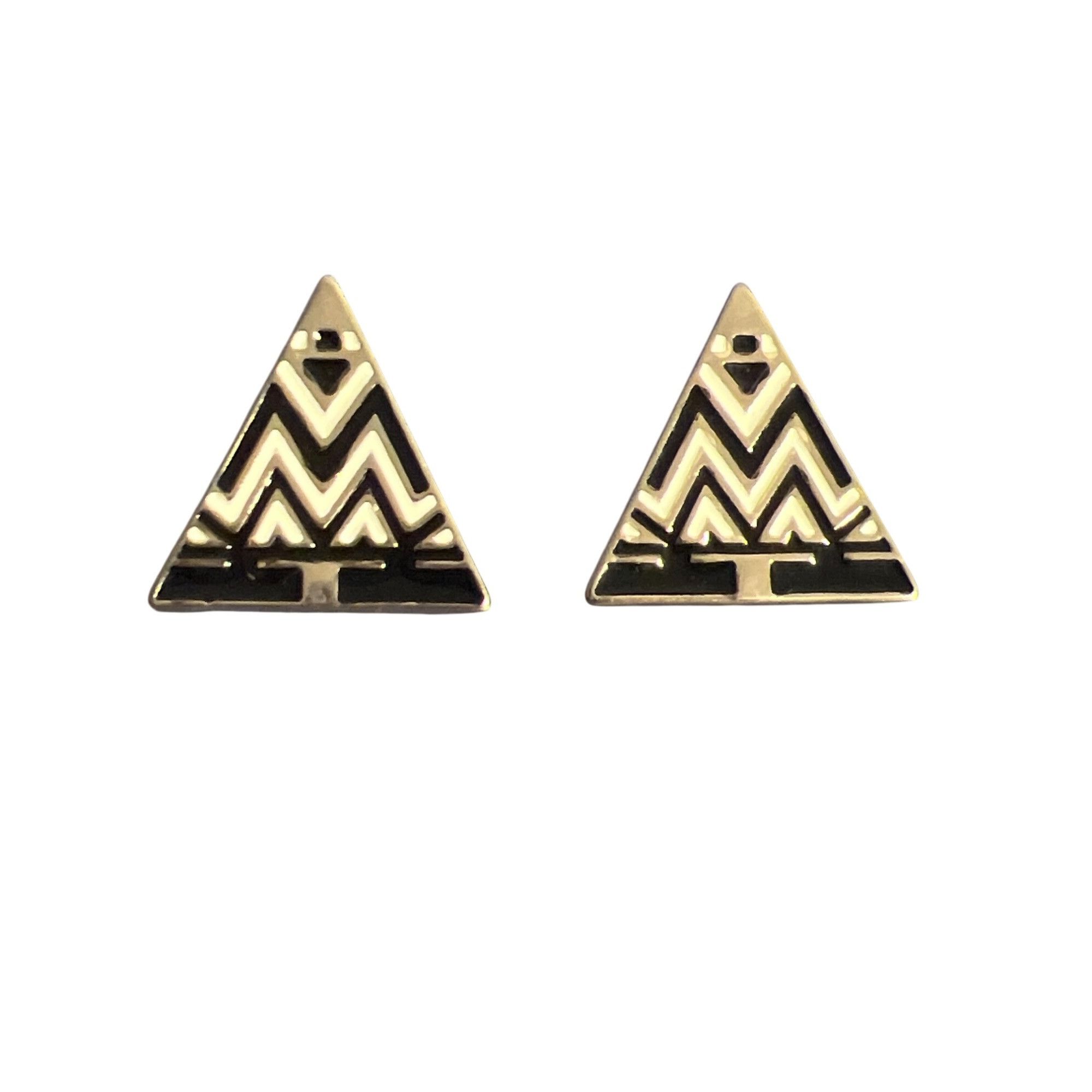 Other Vtg Art Deco Geometric Triangle Enamel Earrings Gold Tone Bl Size ONE SIZE - 1 Thumbnail