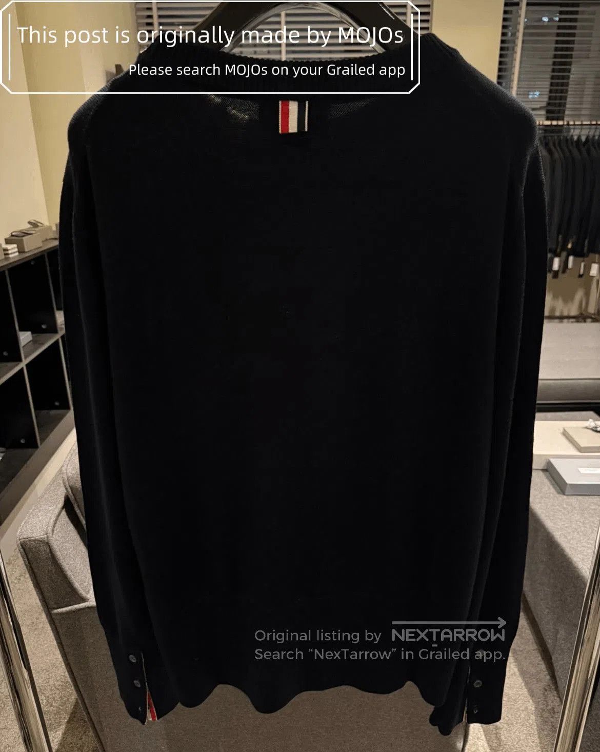 Thom Browne Sz 5 Thom Browne Neck White Stripe Navy Knitwear. Size US XXL / EU 58 / 5 - 2 Thumbnail