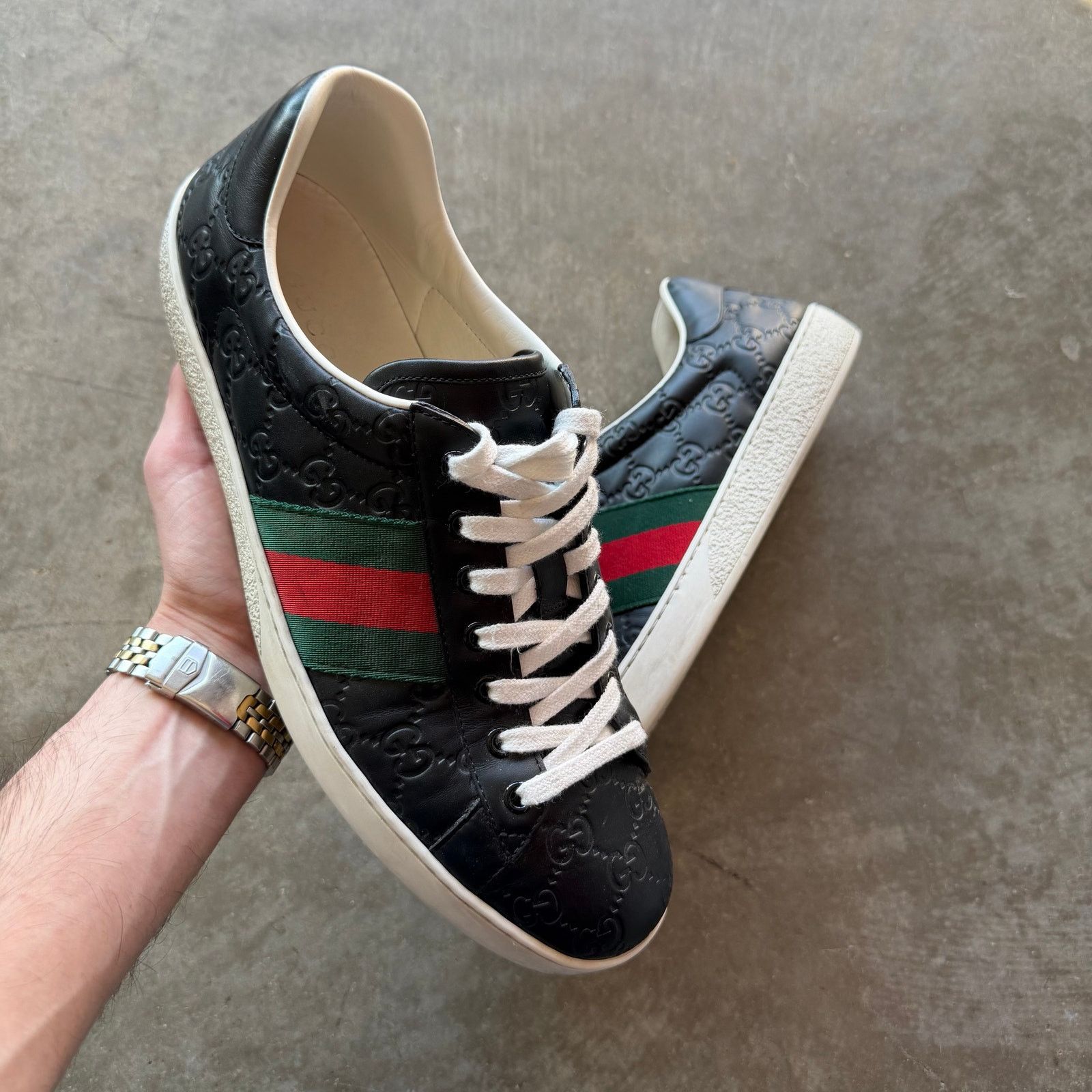 Gucci Gucci GG Ace Black Monogram Logo Sneaker Size US 10 / EU 43 - 1 Thumbnail