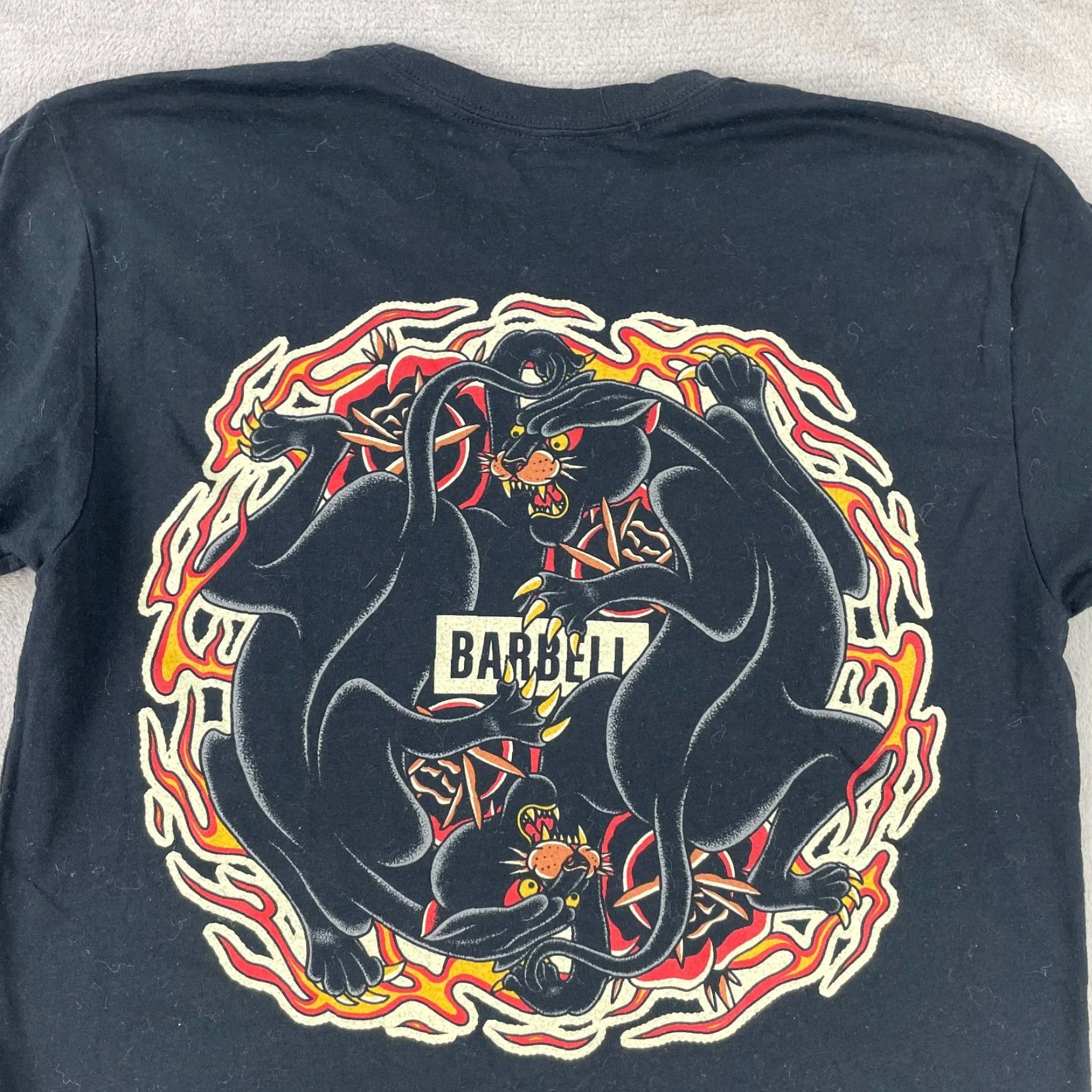 Vintage Barbell Shirt Men Small Black Panther Flame Print Activewear Gym SS Size US S / EU 44-46 / 1 - 7 Thumbnail