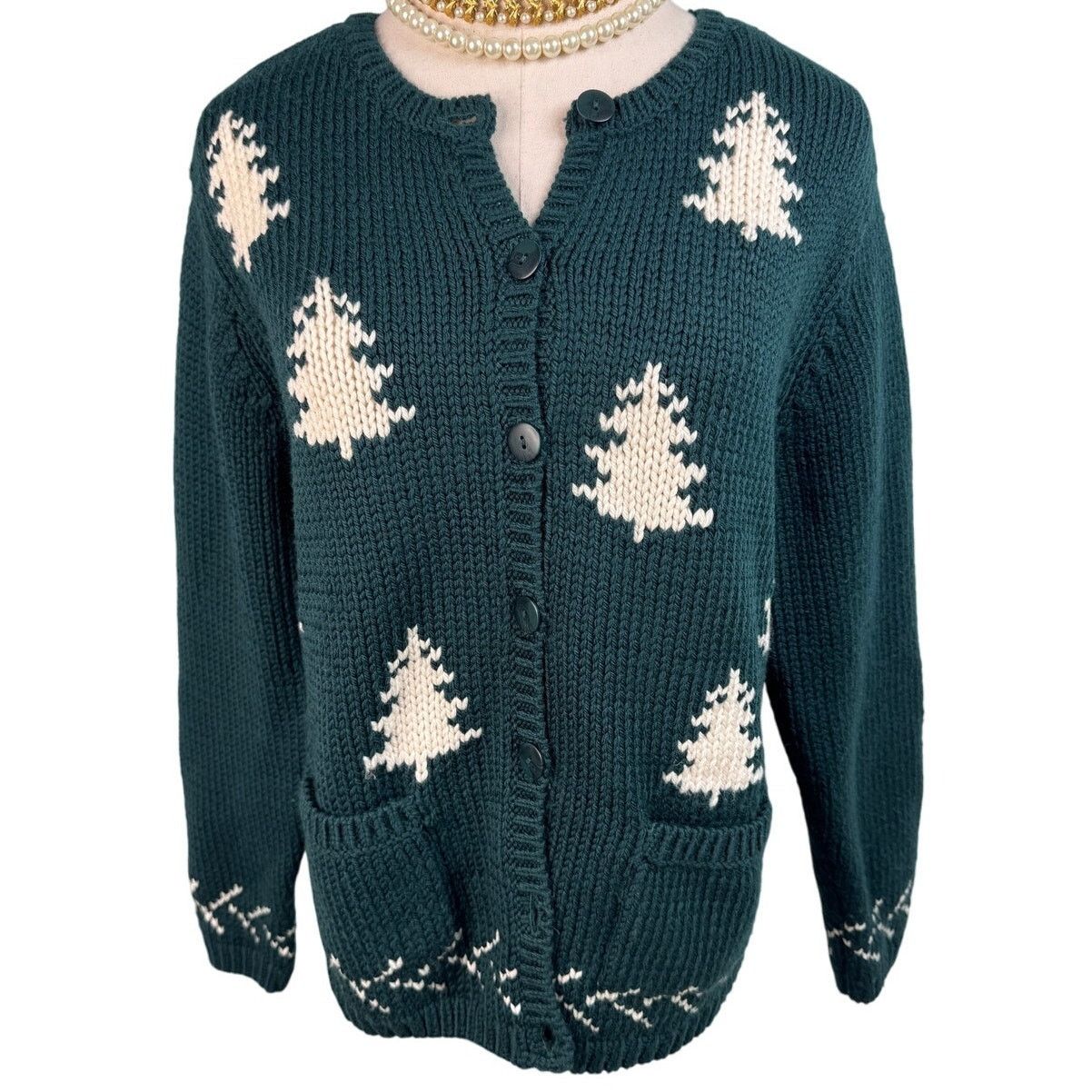 Vintage Vintage Talbots 100% wool pine tree cardigan sweater size M Size M / US 6-8 / IT 42-44 - 7 Thumbnail