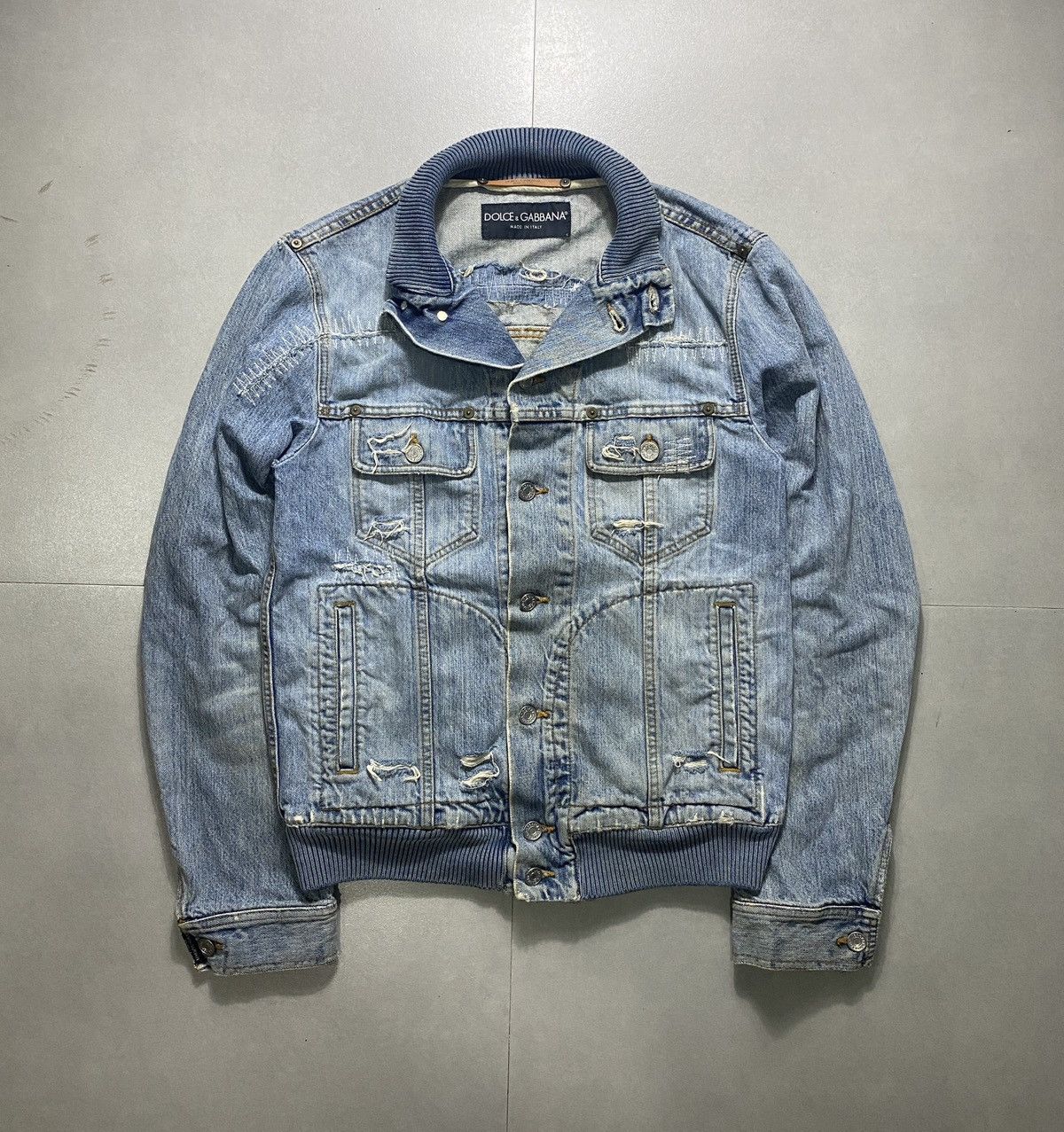 Dolce & Gabbana Dolce & Gabbana - Distressed Denim Jacket Size US M / EU 48-50 / 2 - 1 Thumbnail