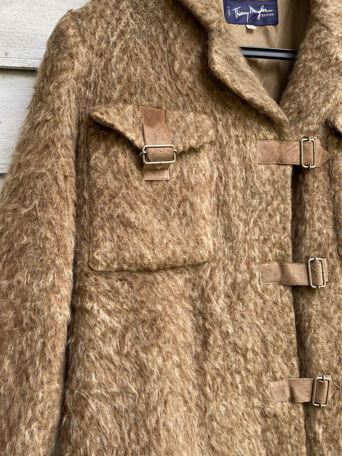 Thierry Mugler × Vintage Archival 80s Thierry Mugler Fur Mohair Leather Strap Coat Size US M / EU 48-50 / 2 - 5 Thumbnail