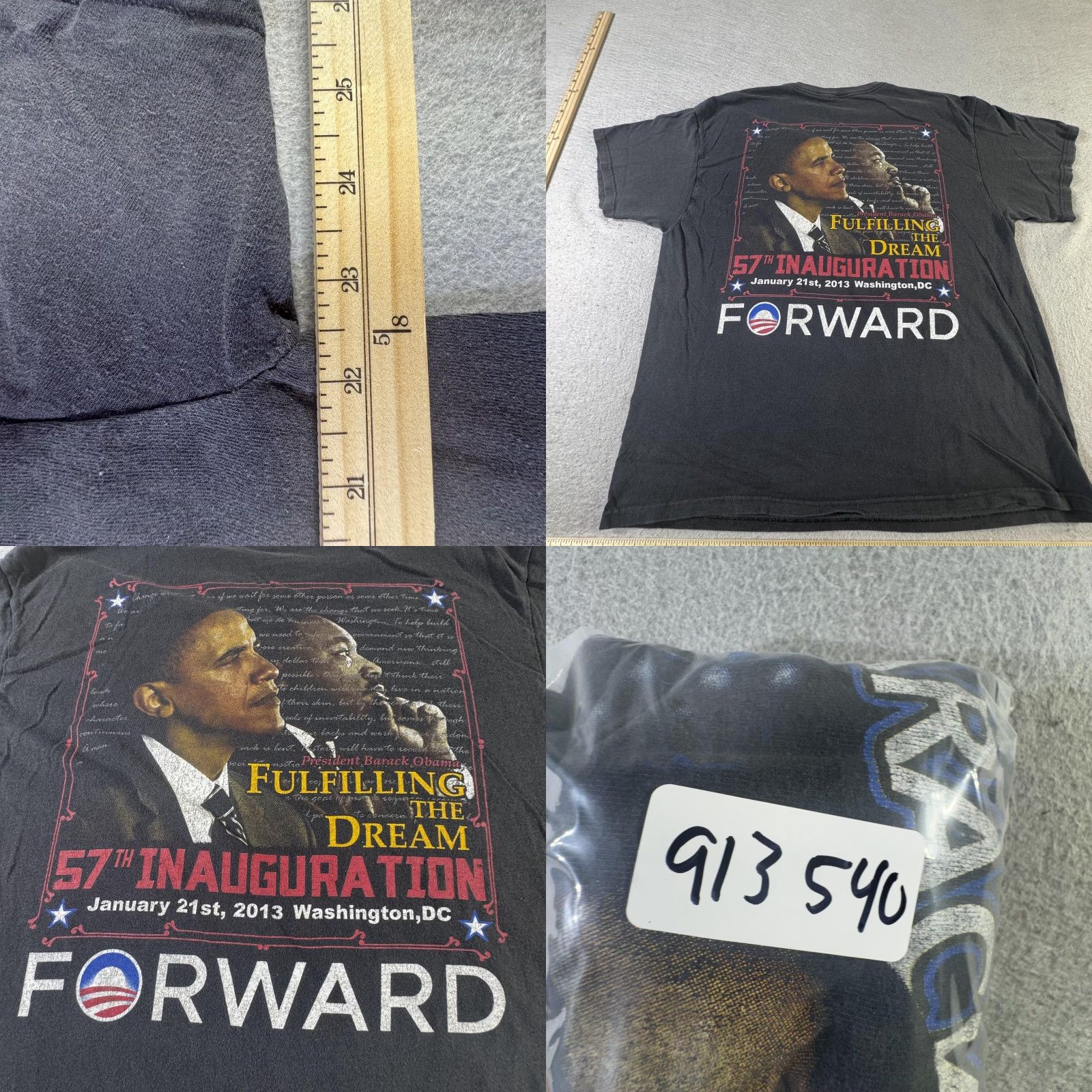 Vintage Barack Obama Inauguration Shirt Mens Large Black 2013 44th President Graphic Tee Size US L / EU 52-54 / 3 - 8 Thumbnail
