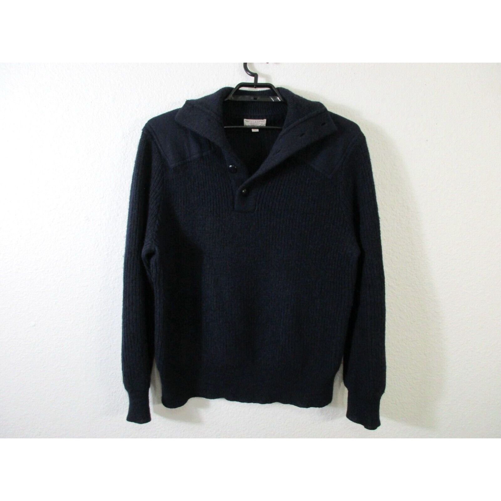 image of J Crew J. Crew Wallace & Barnes Sweater Men's XL Shawl Collar Navy Blue Wool Pullover in White