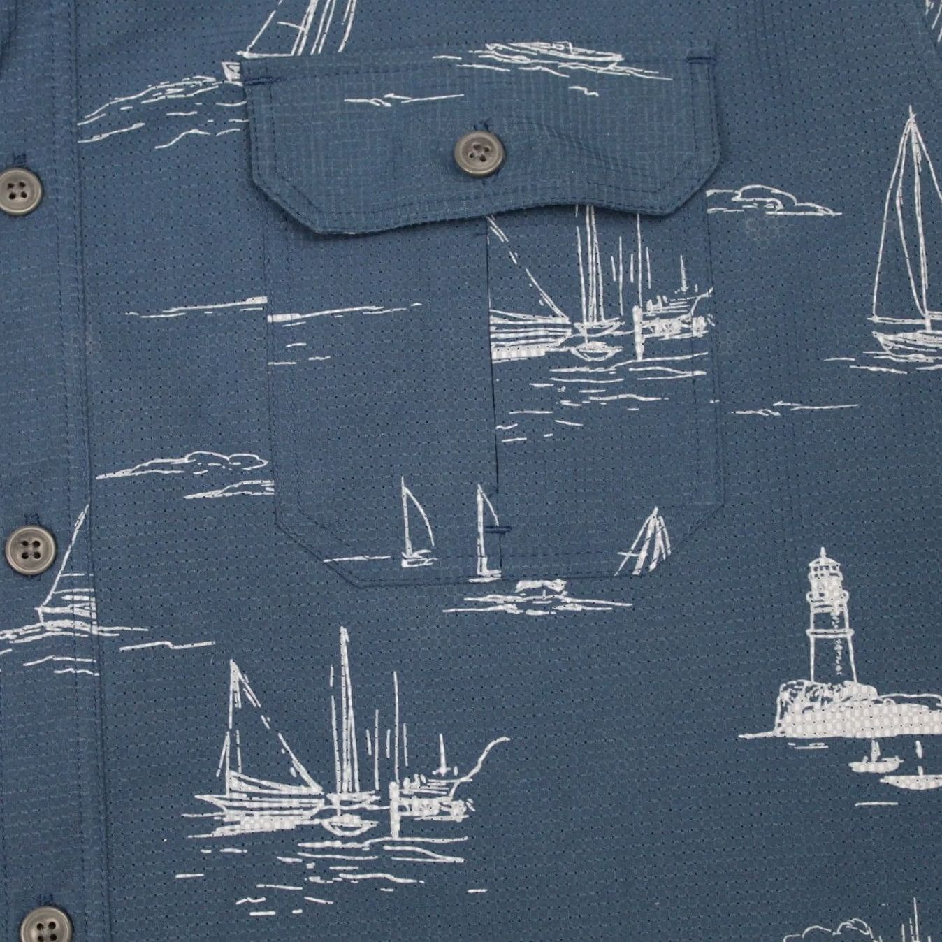Croft & Barrow Croft & Barrow Shirt Mens Large Blue Lighthouse/Sailboat Quick Dry Short Sleeve Button-Up Polo? Size US L / EU 52-54 / 3 - 5 Thumbnail