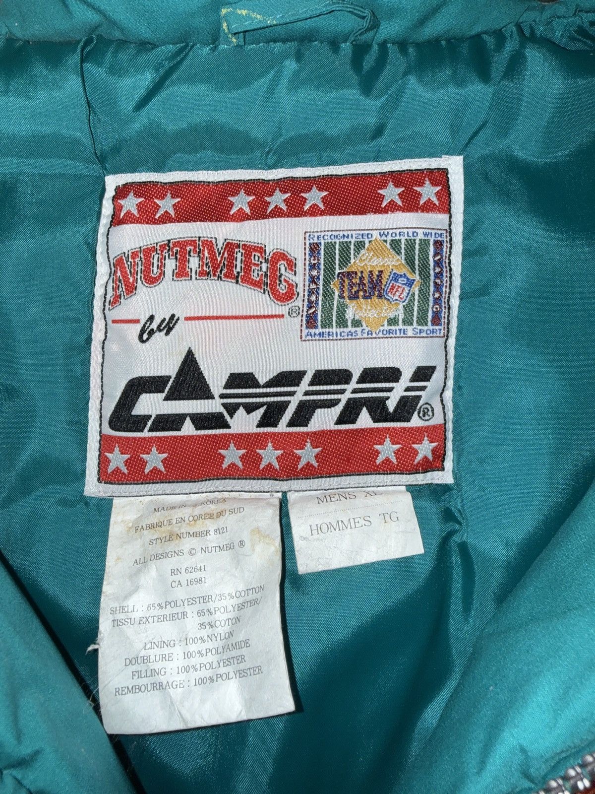 Nutmeg Vintage 90’s Miami Dolphins Nutmeg by Campri Puffer Jacket Size US XL / EU 56 / 4 - 9 Thumbnail