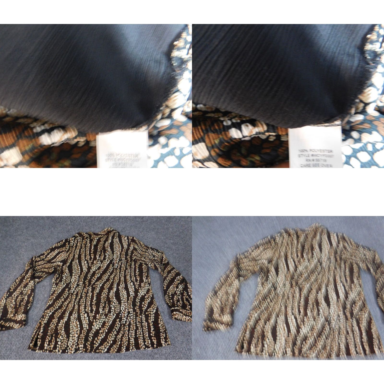 Vintage Notations Button-Up Blouse 1X Plus Brown Short Sleeve Crew Neck Pullover Casual Polyester Floral Down Fit Regular Womens Size XL / US 12-14 / IT 48-50 - 8 Thumbnail
