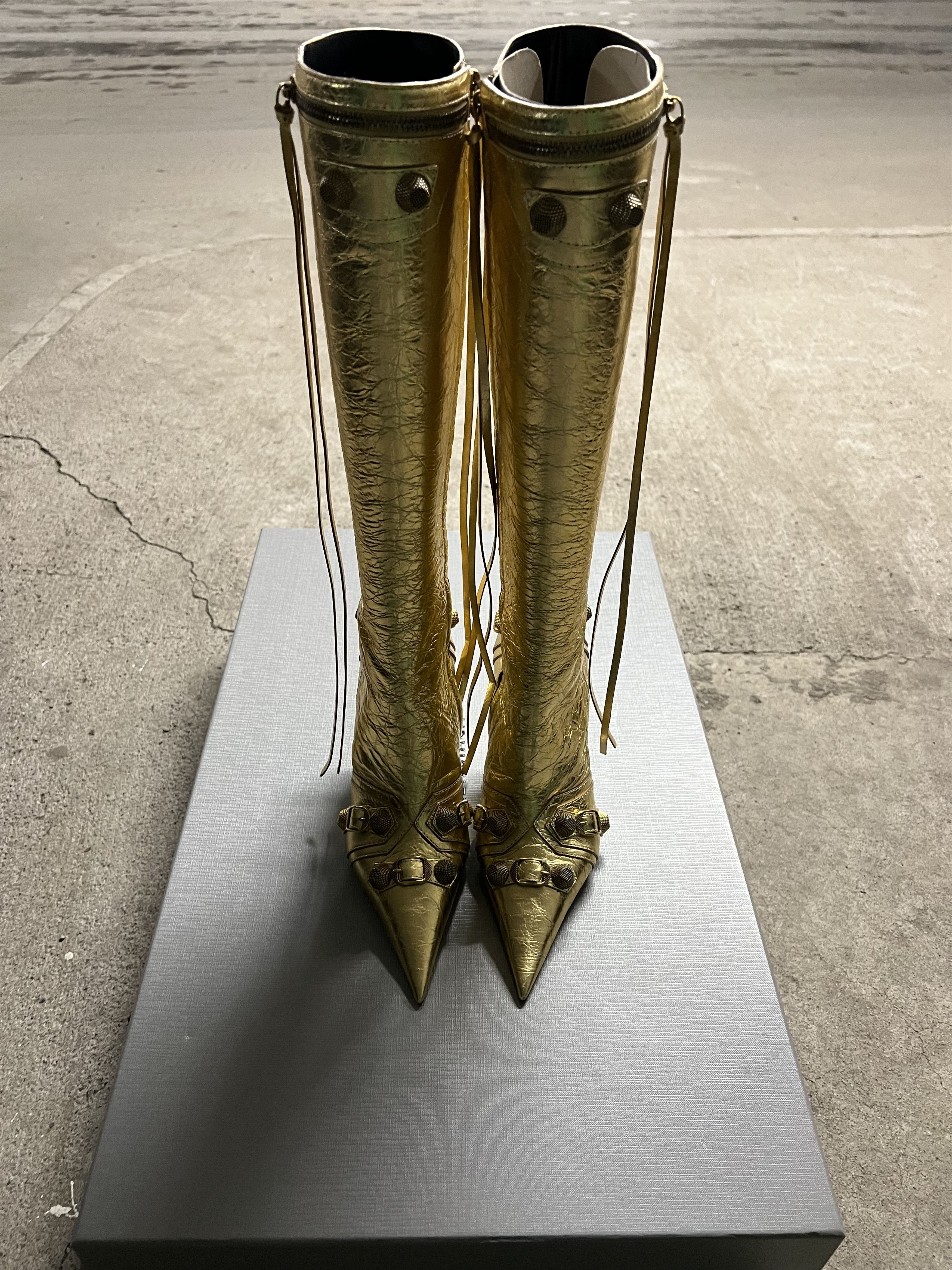 Balenciaga Balenciaga Le Cagole Embellished Gold Heel Boots Size US 8 / IT 38 - 2 Thumbnail