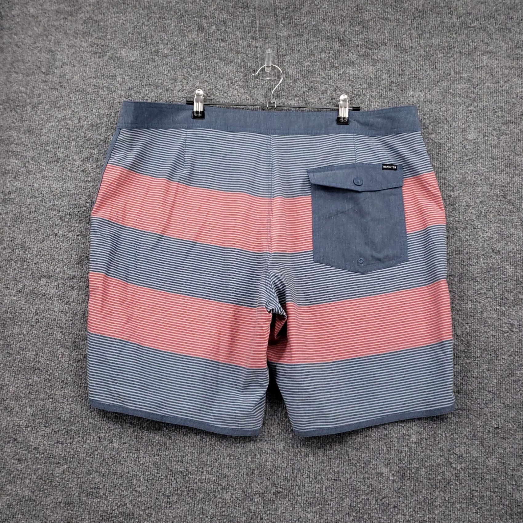 Hang Ten Hang Ten Swim Trunks Board Shorts 40 Blue Striped Drawstring Surfing Swimwear Men Size US 40 / EU 56 - 2 Thumbnail