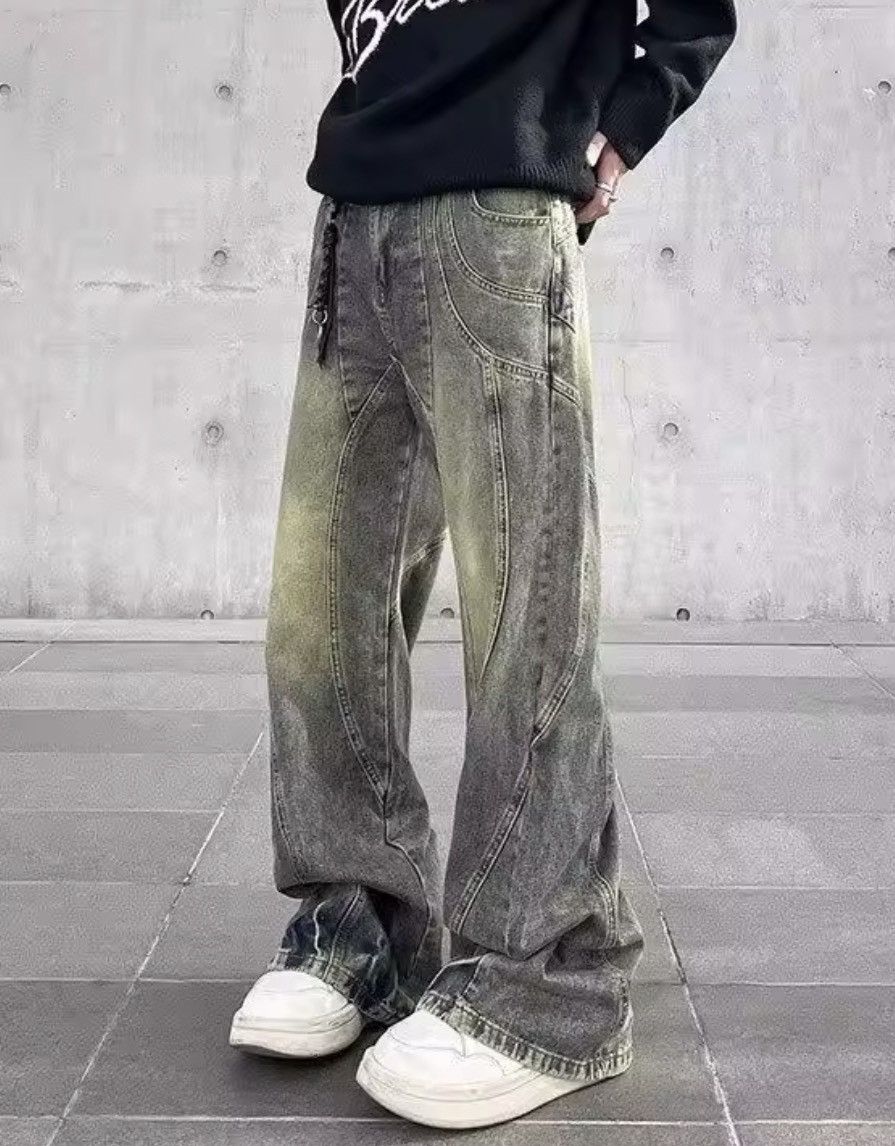 Japanese Brand Kinuka x ishi Flared Jeans Men Wide Leg Baggy Trousers Size US 31 - 2 Thumbnail
