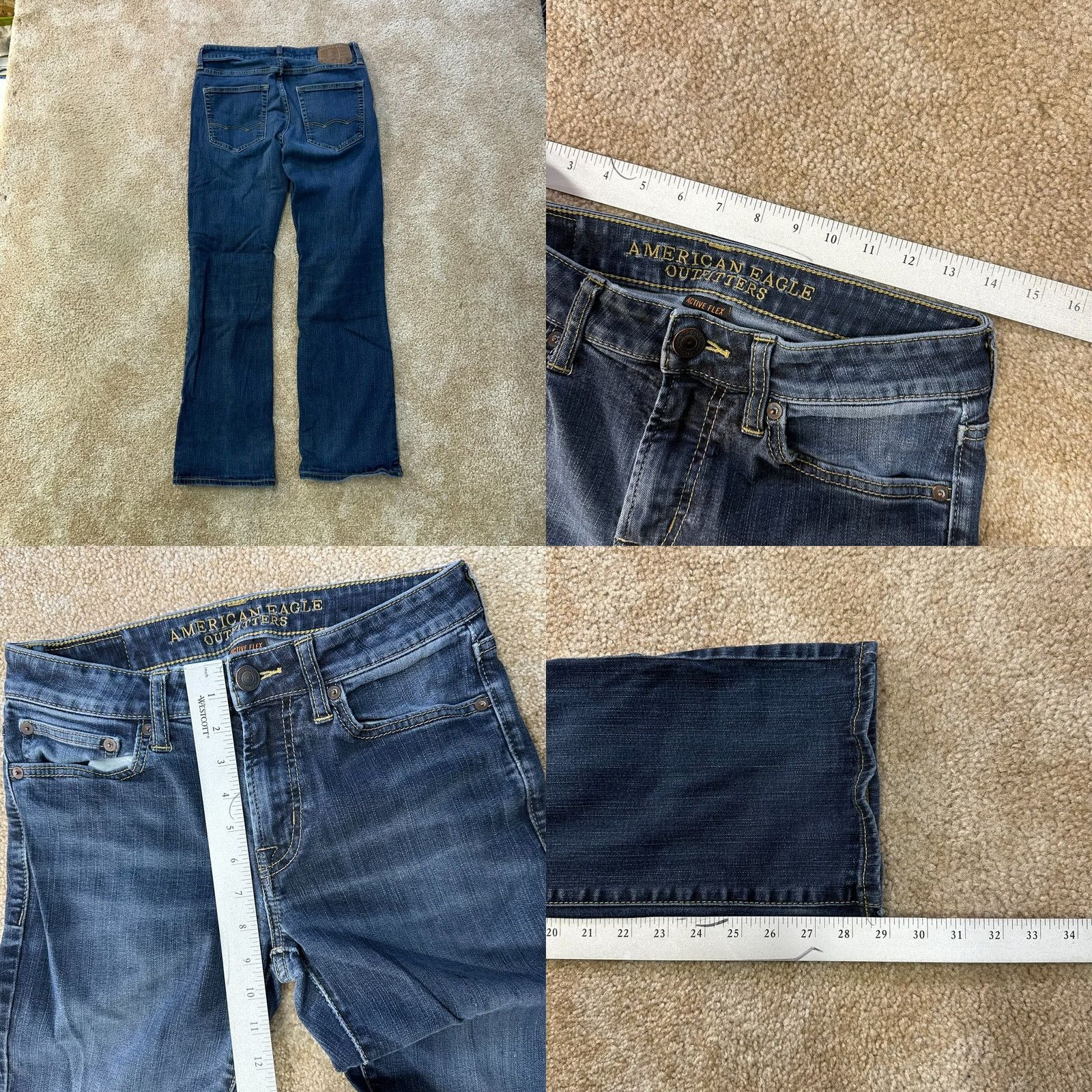 American Eagle Outfitters American Eagle Original Bootcut Jeans Men's 28x30 Blue Denim Active Flex Size US 28 / EU 44 - 8 Thumbnail
