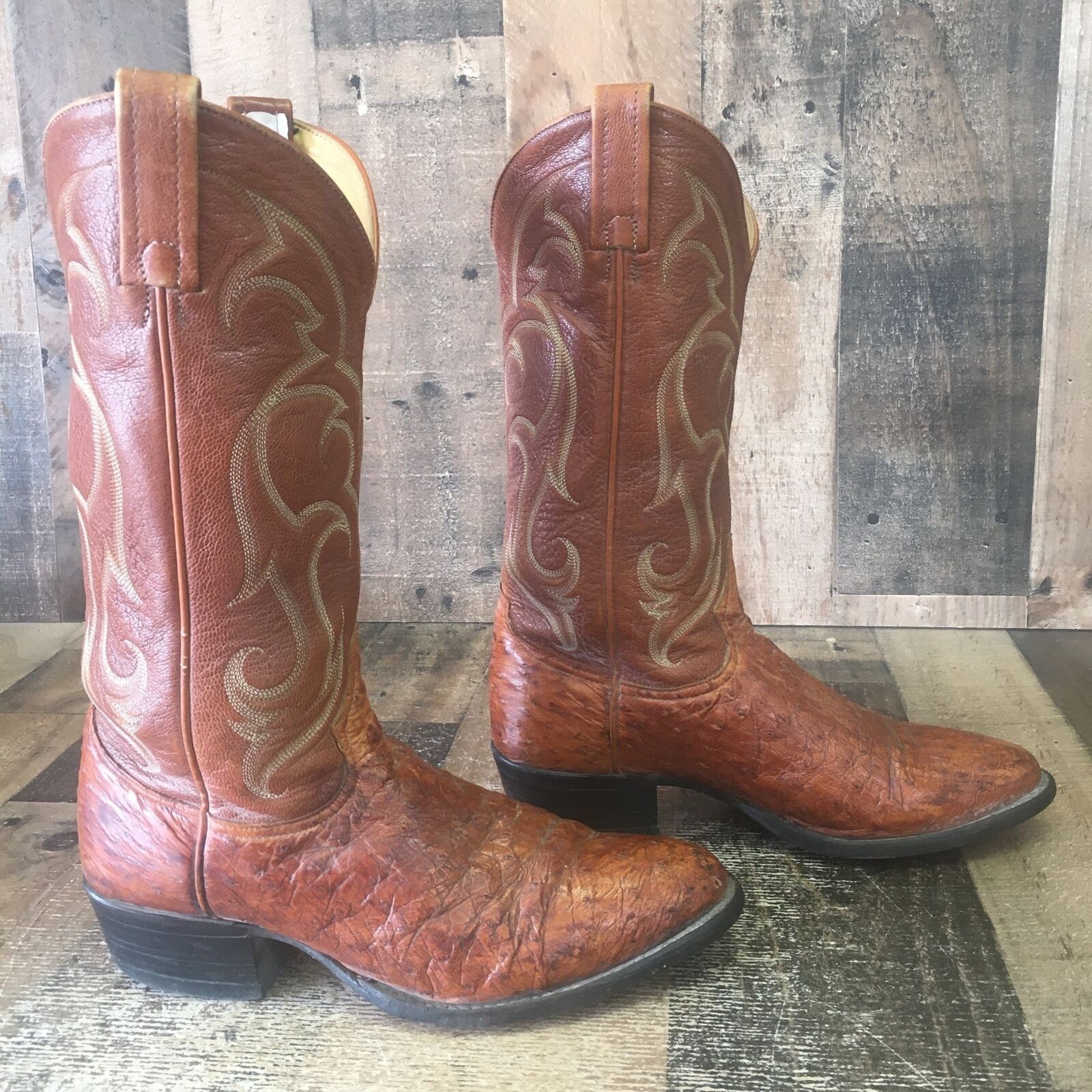 Tony Lama Tony Lama Vintage Brown Ostrich Cowboy Boots Mens 8.5 D Size US 8.5 / EU 41-42 - 10 Thumbnail