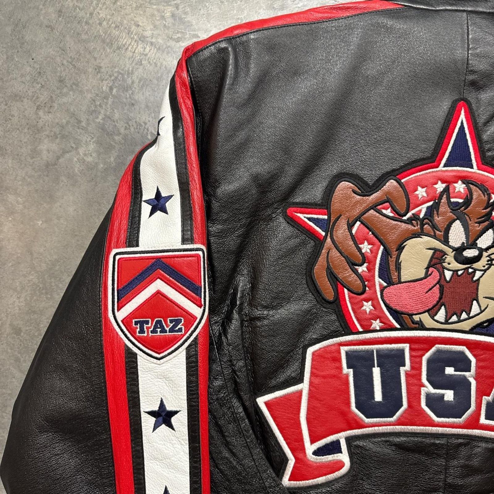 Vintage Vintage Looney Tunes Taz USA Tasmanian Devil Leather Jacket Size US M / EU 48-50 / 2 - 3 Thumbnail